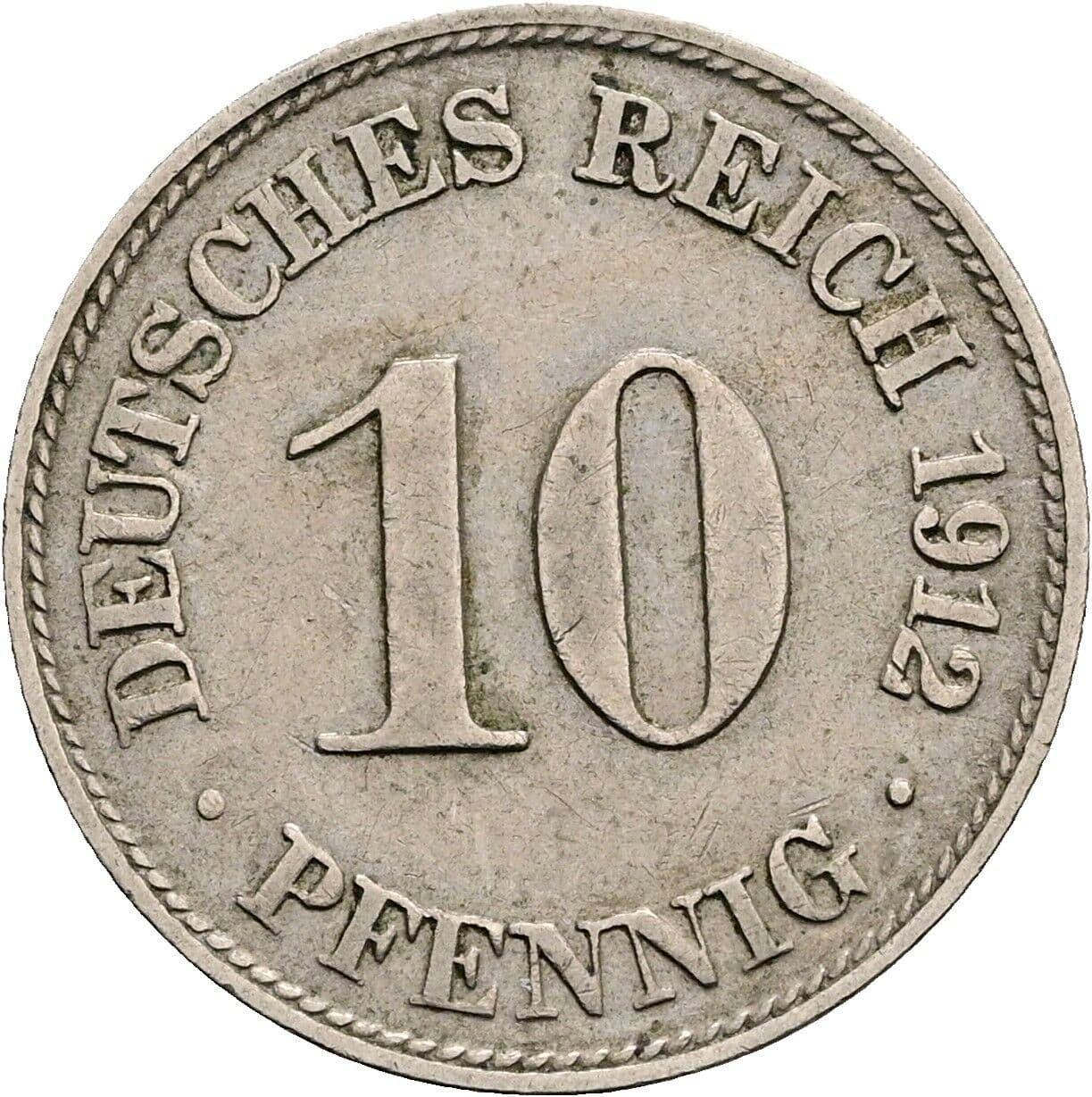 10 Pfennig 1912 D – Vorderseite
