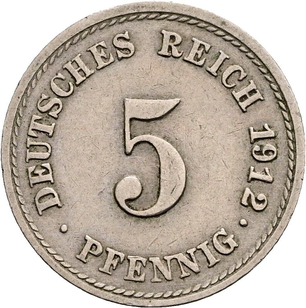 5 Pfennig 1912 F – Vorderseite