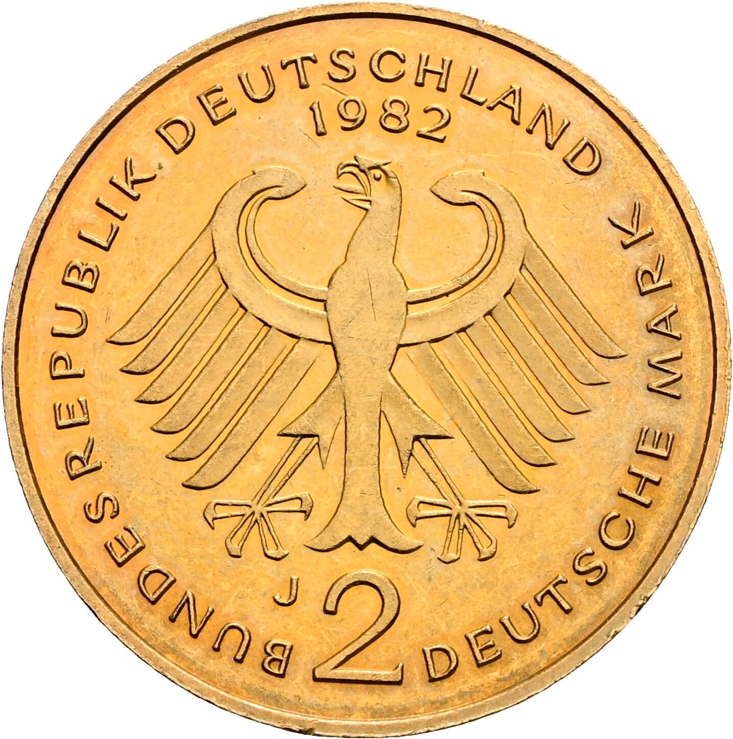2 Deutsche Mark 1982 J – Rückseite