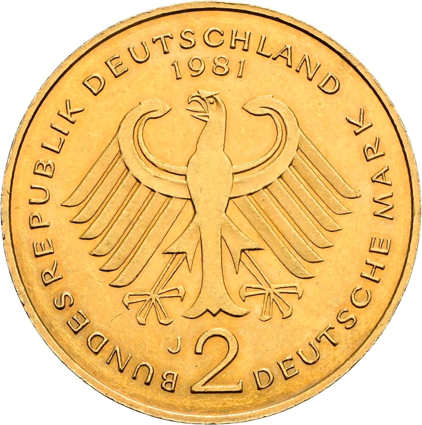 2 Deutsche Mark 1981 J – Rückseite
