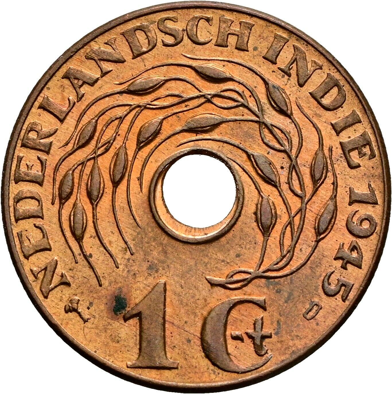 1 Cent Wilhelmina 1945 – Vorderseite