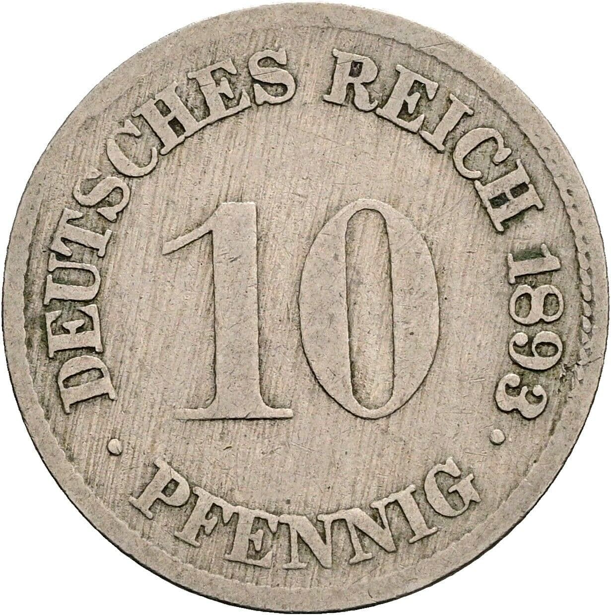 10 Pfennig 1893 G – Vorderseite