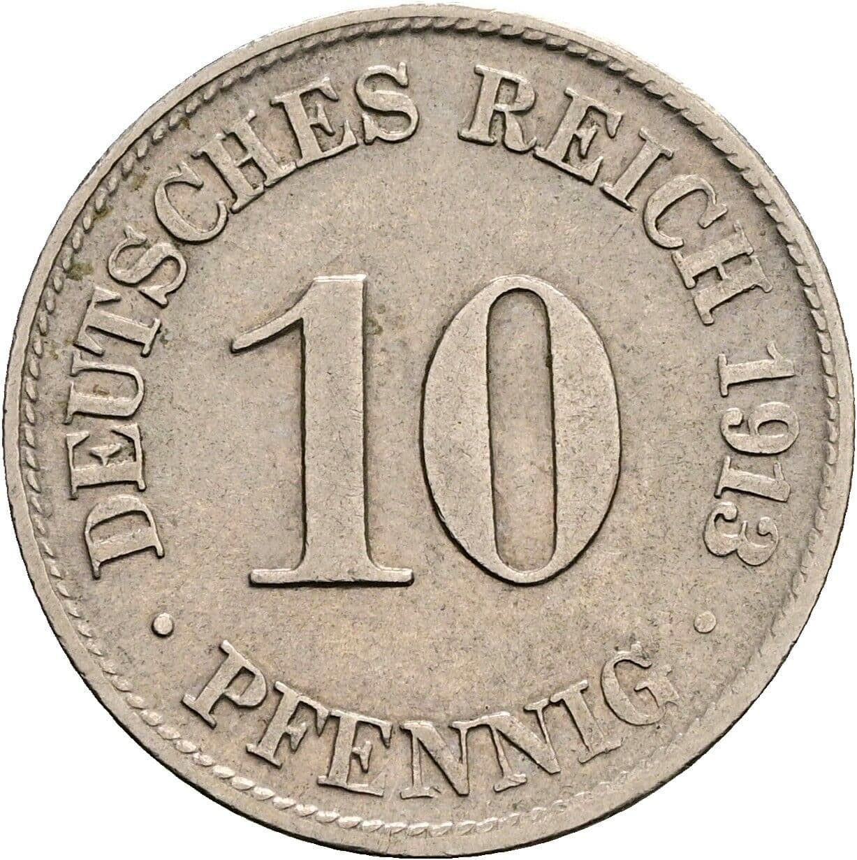 10 Pfennig 1913 D – Vorderseite