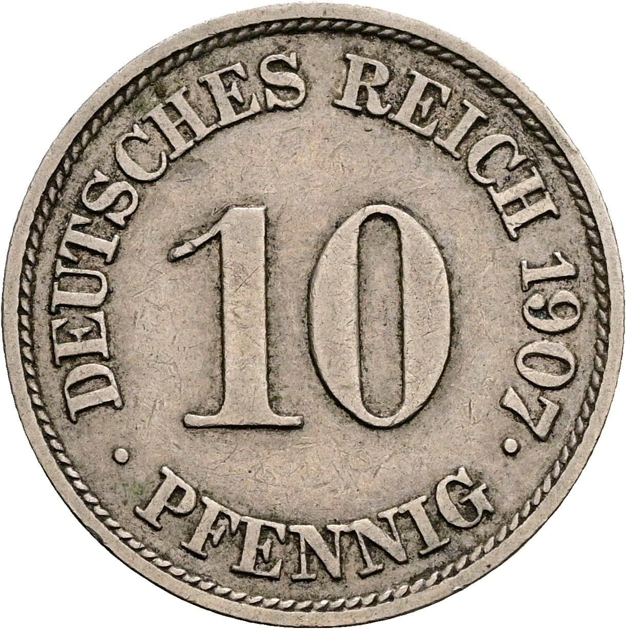 10 Pfennig 1907 J – Vorderseite