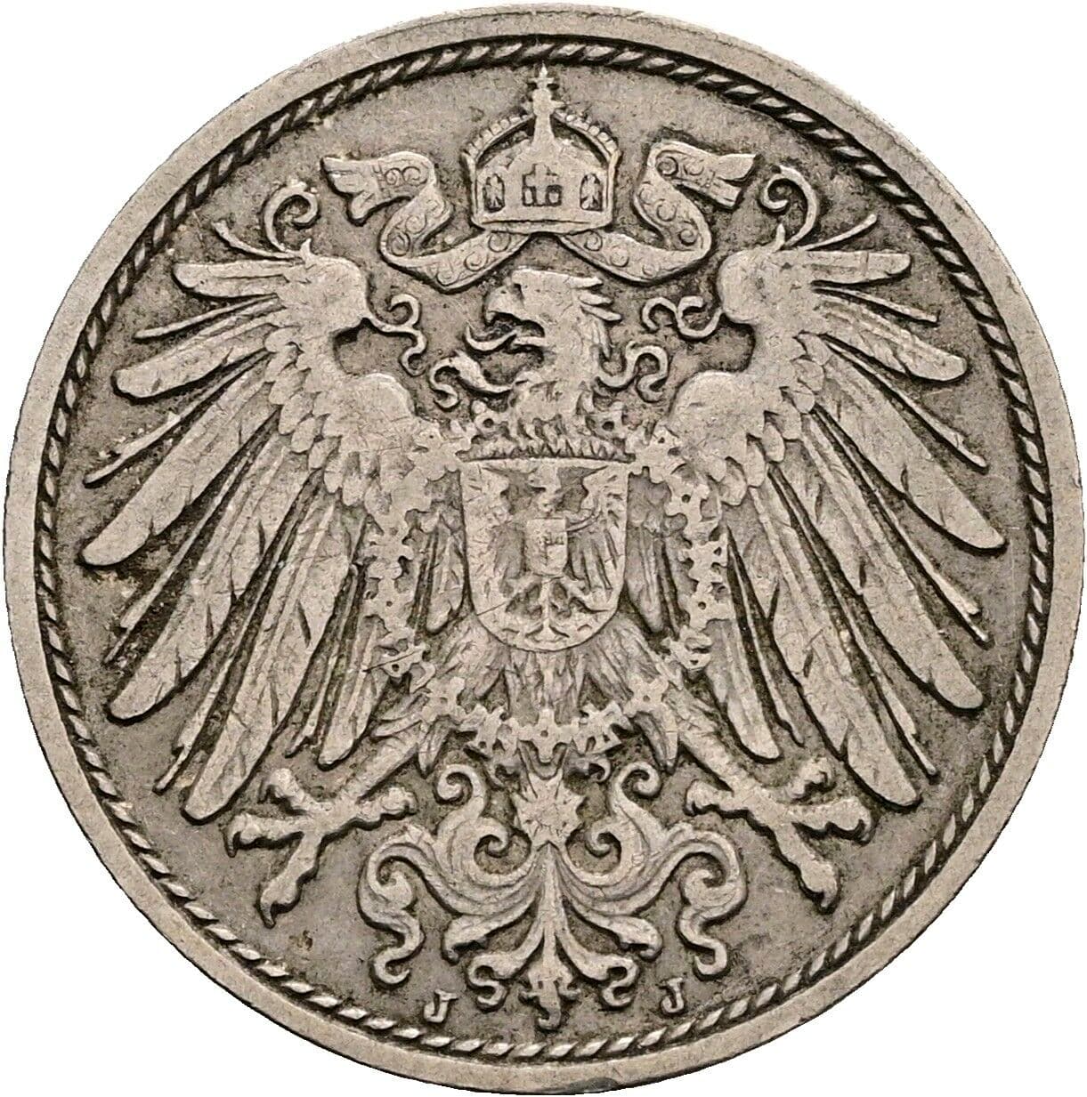 10 Pfennig 1907 J – Rückseite