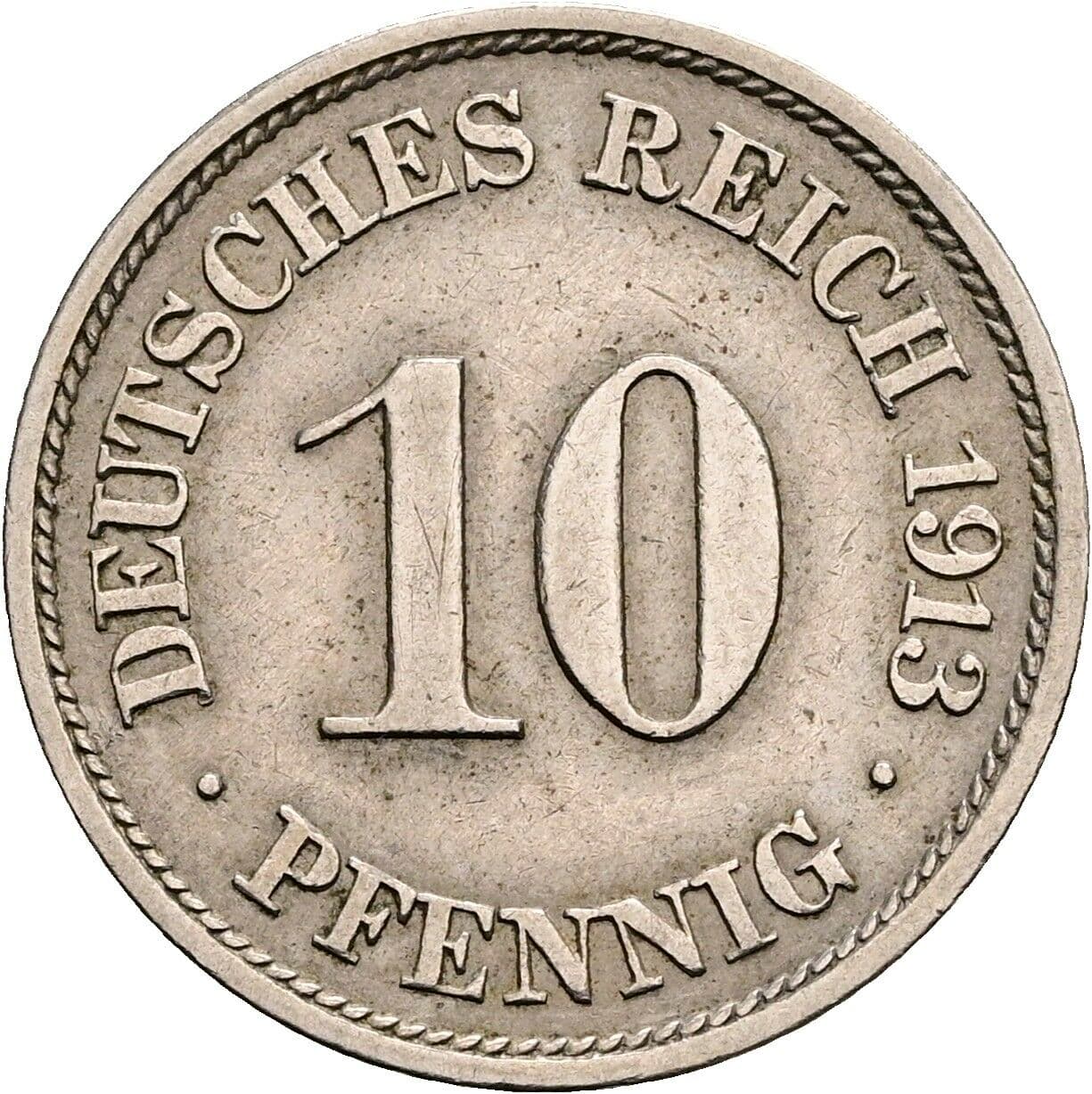 10 Pfennig 1913 J – Vorderseite