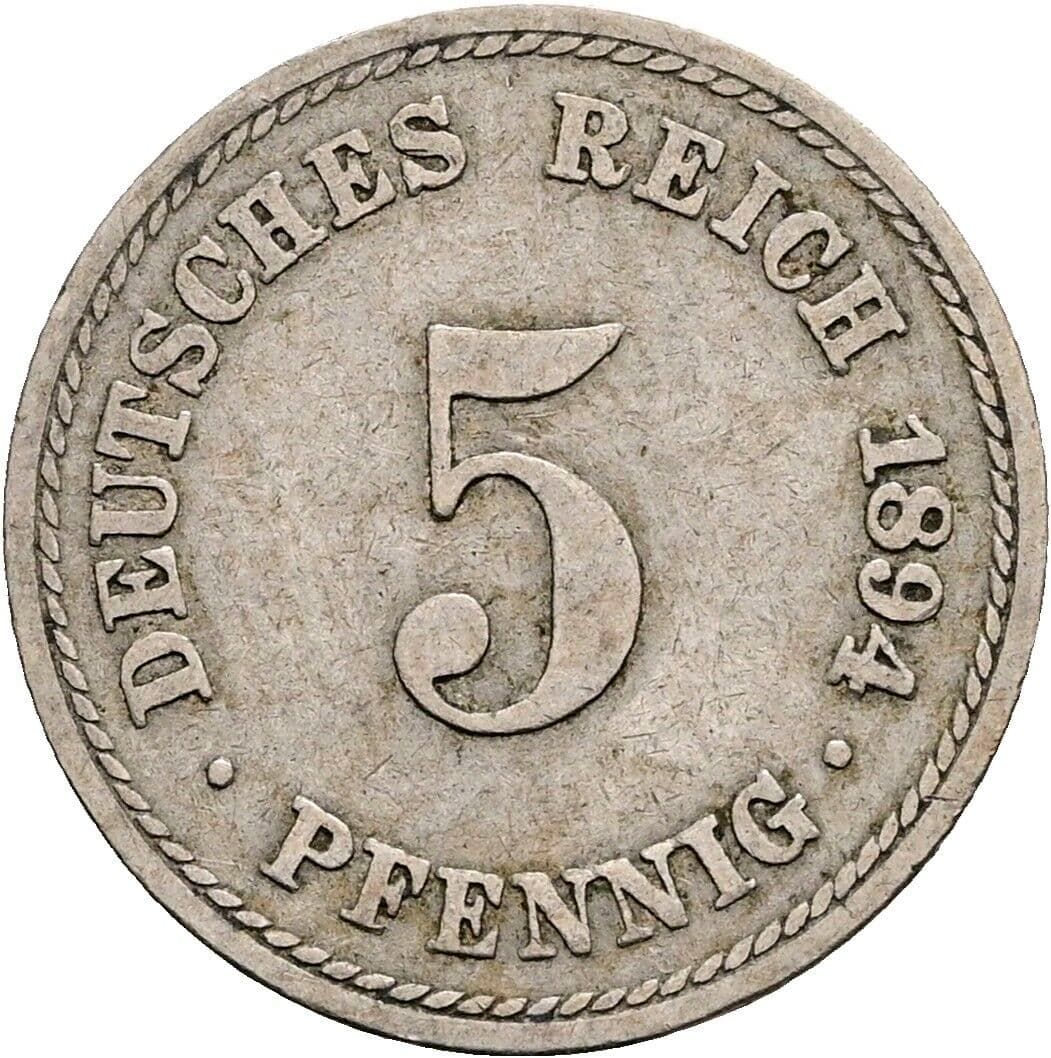 5 Pfennig 1894 A – Vorderseite
