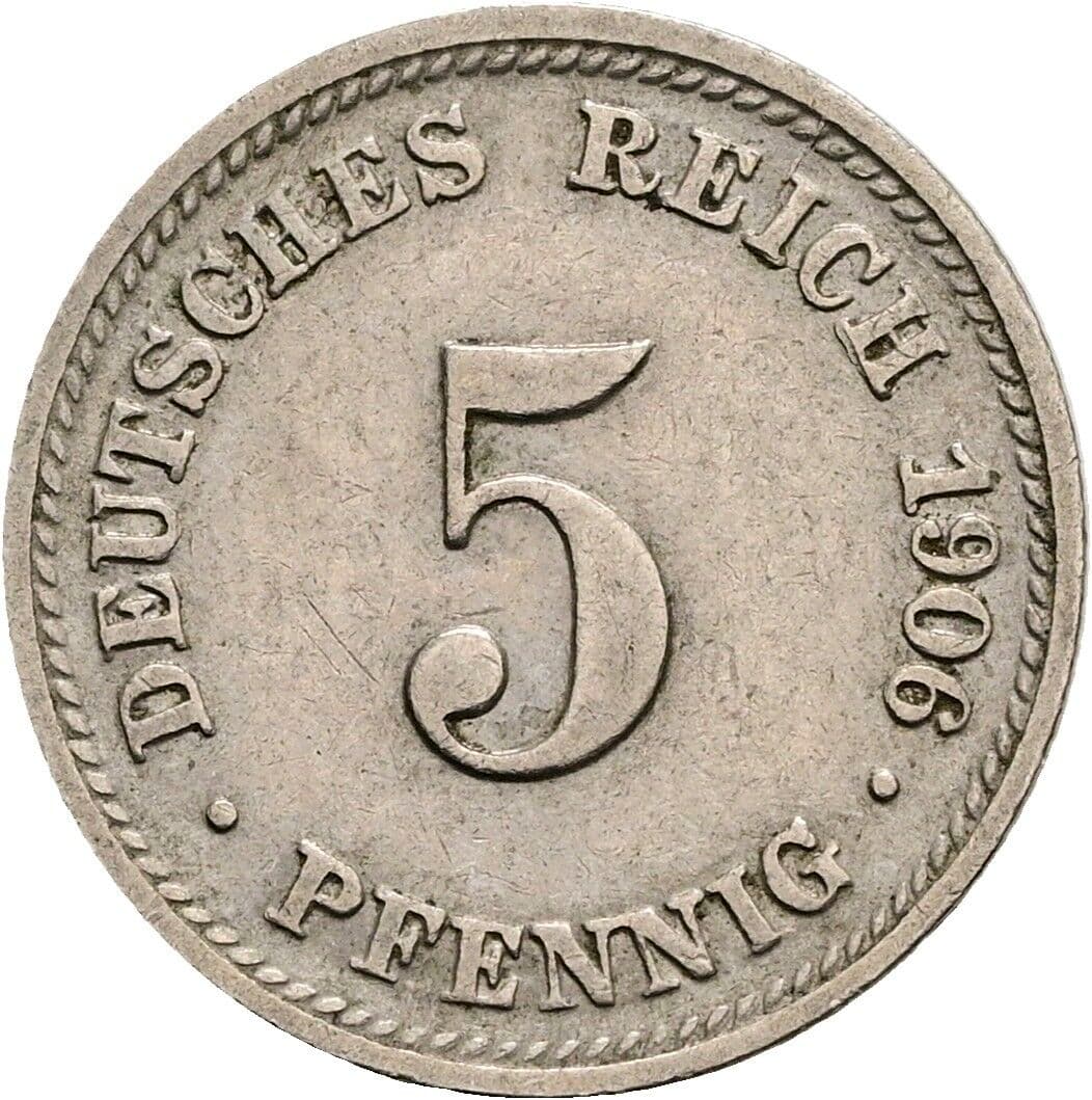 5 Pfennig 1906 D – Vorderseite