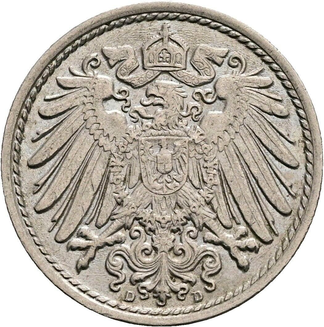 5 Pfennig 1913 D – Rückseite
