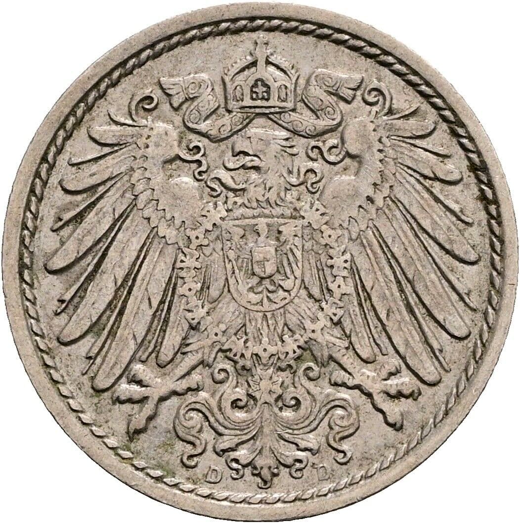 5 Pfennig 1912 D – Rückseite