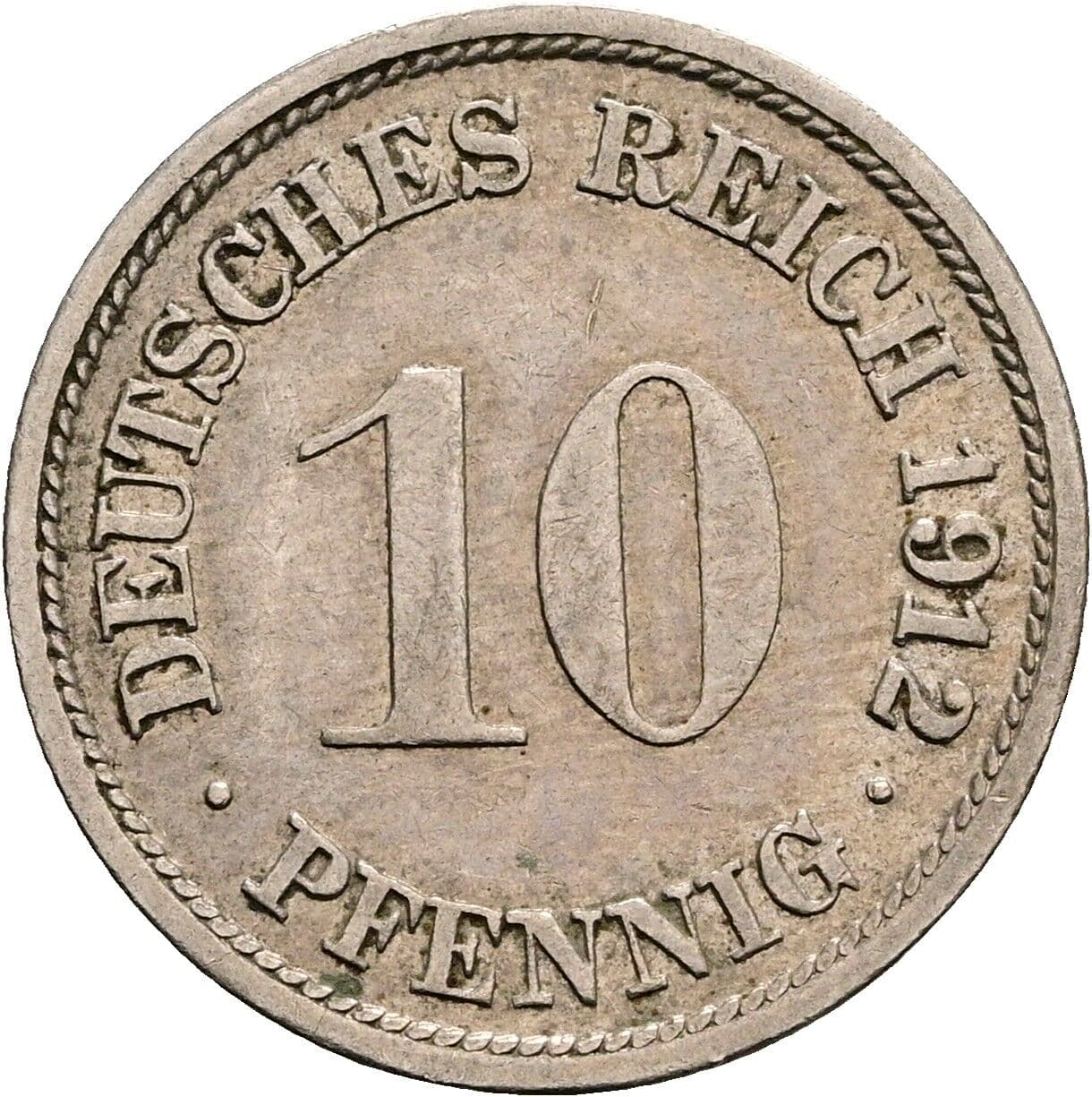 10 Pfennig 1912 F – Vorderseite