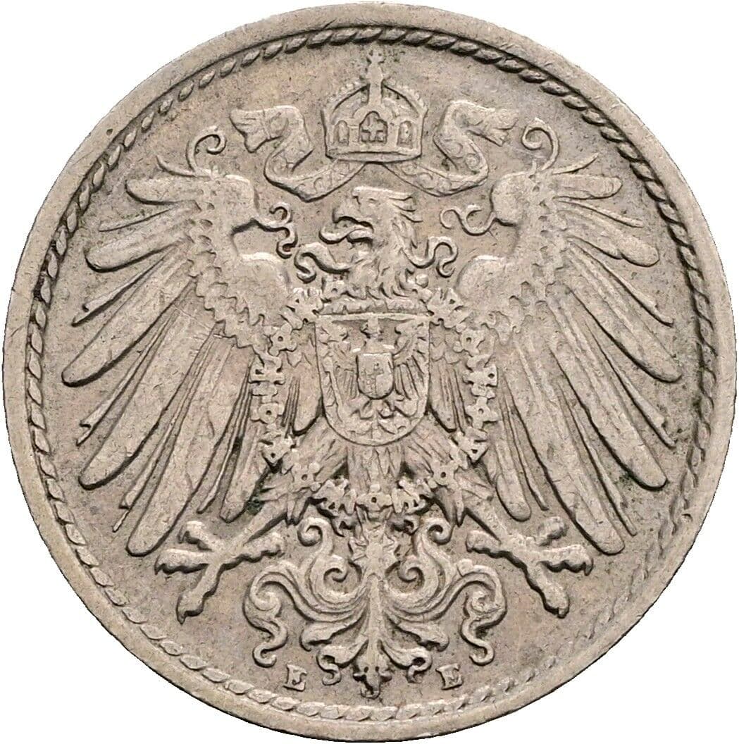 5 Pfennig 1908 E – Rückseite