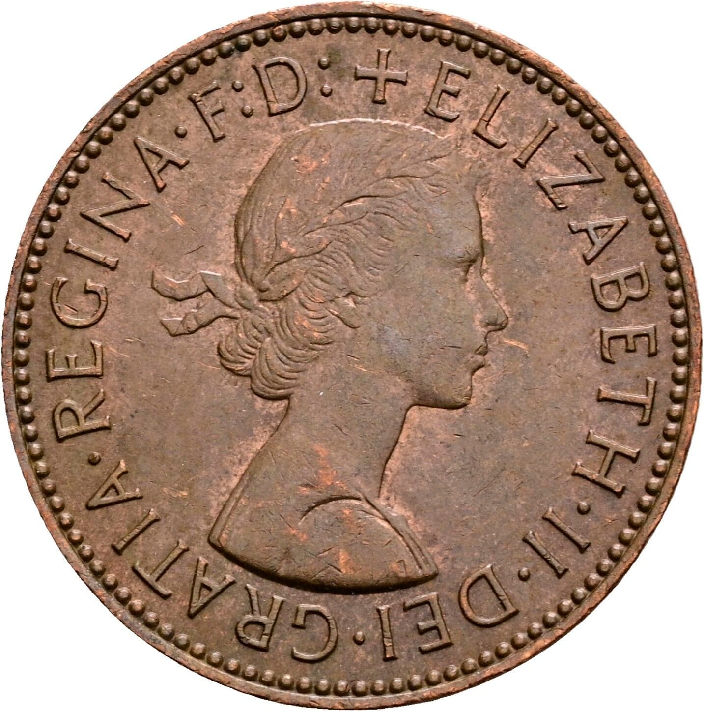 Half Penny Elisabeth II. 1952-2022 1967 – Vorderseite