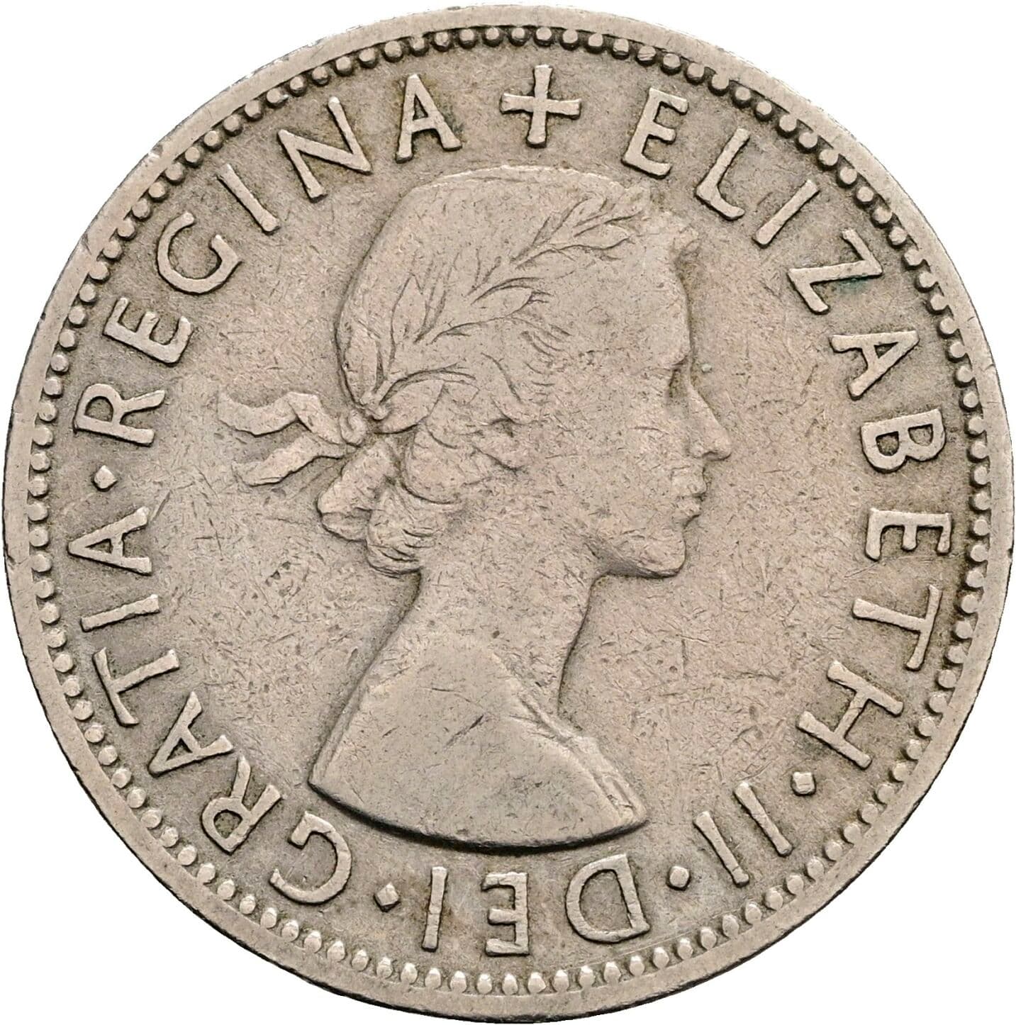 2 Shillings Elisabeth II. 1952-2022 1955 – Vorderseite