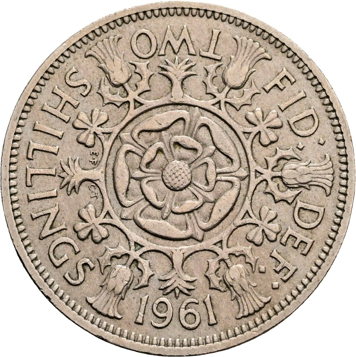 2 Shillings Elisabeth II. 1952-2022 1961 – Rückseite