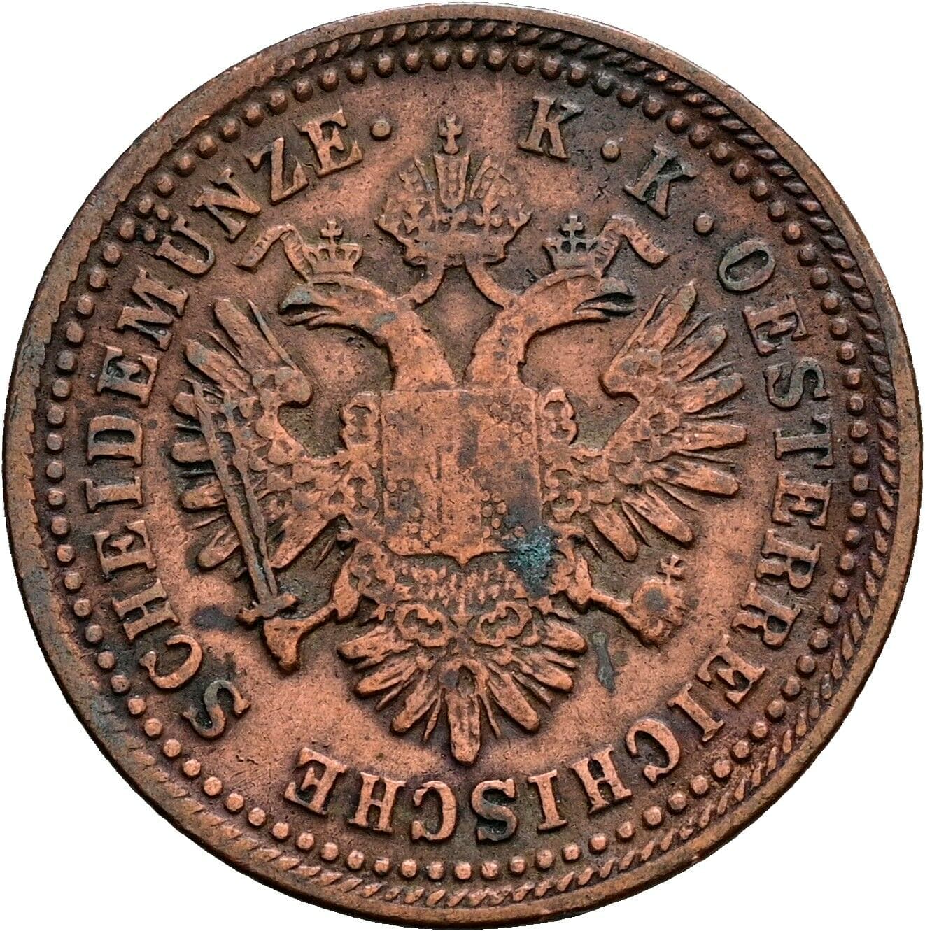1/2 Kreuzer Franz Joseph I. 1848-1916 1851 A – Rückseite