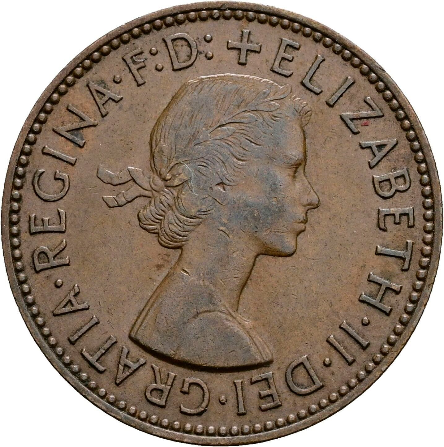 Half Penny Elisabeth II. 1952-2022 1957 – Vorderseite