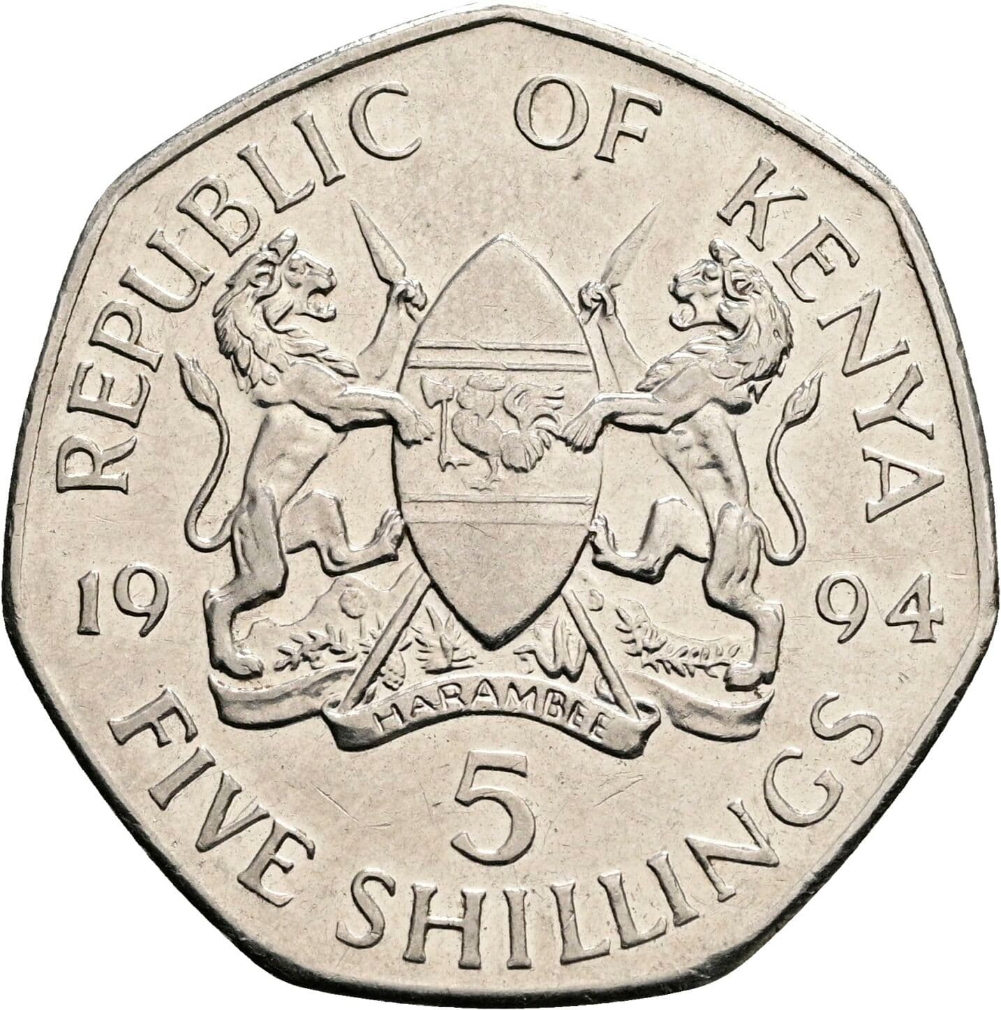 5 Shillings 1994 – Rückseite