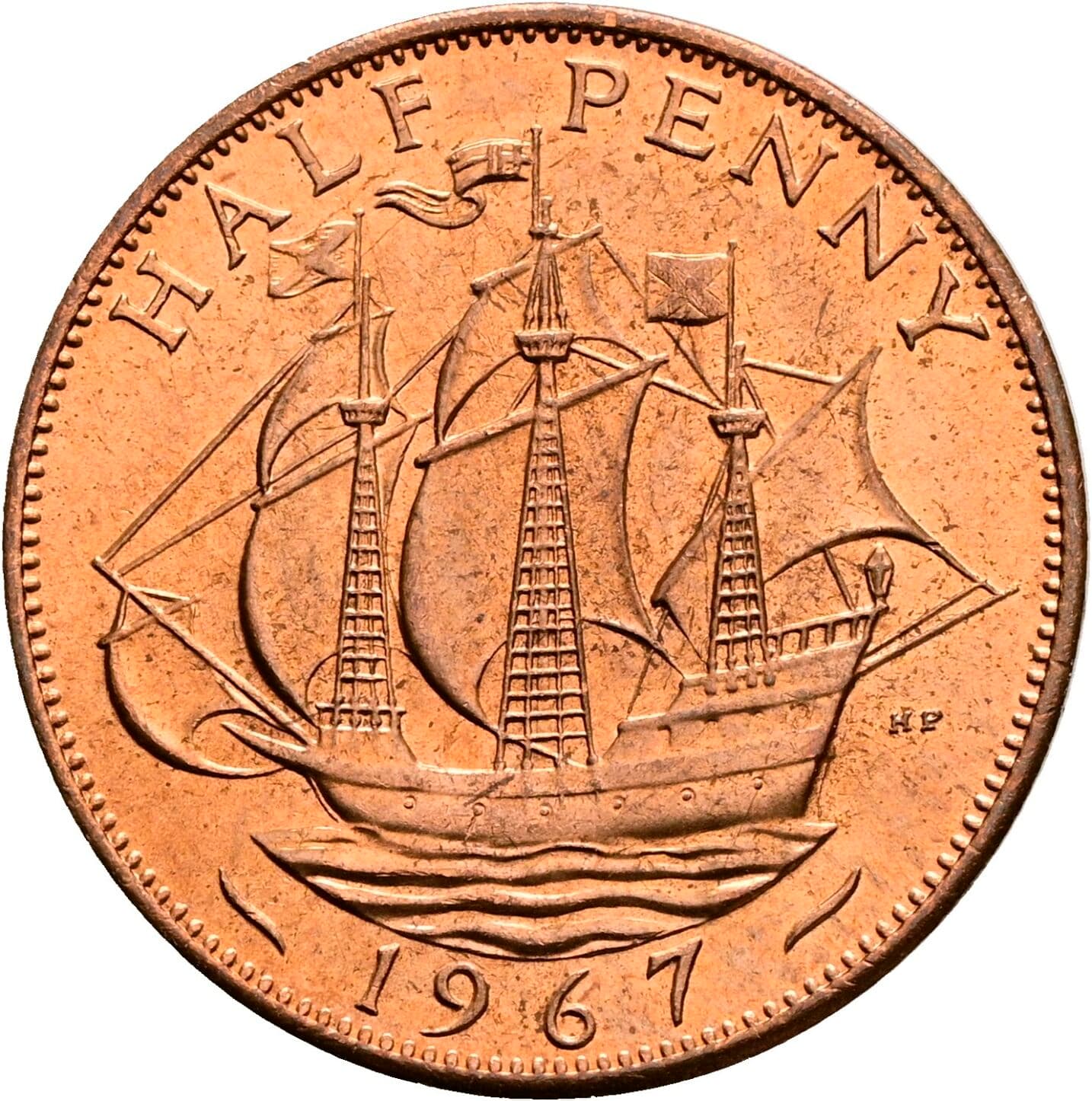 Half Penny Elisabeth II. 1952-2022 1967 – Rückseite