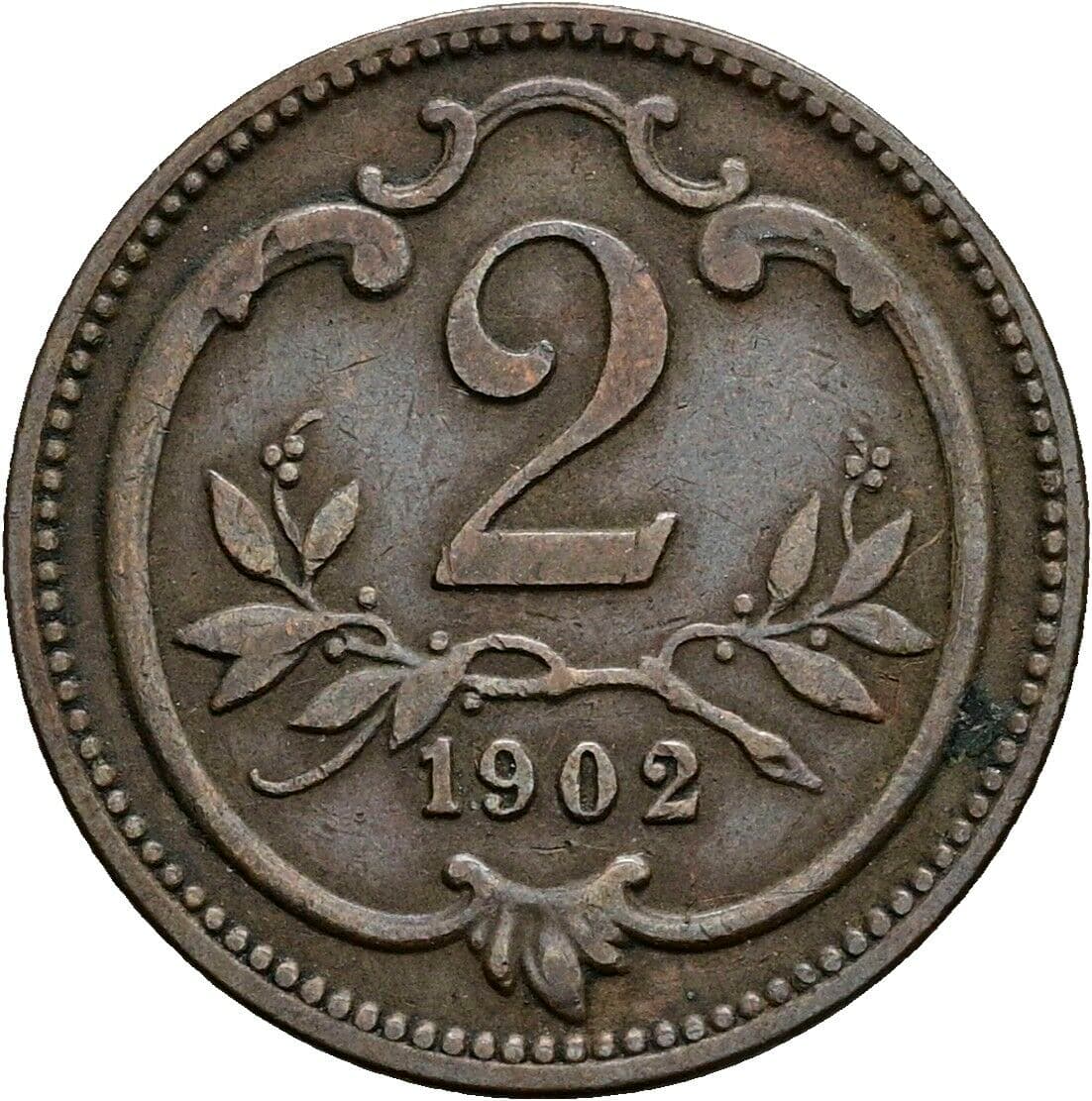 2 Heller Franz Joseph I. 1848-1916 1902 – Vorderseite