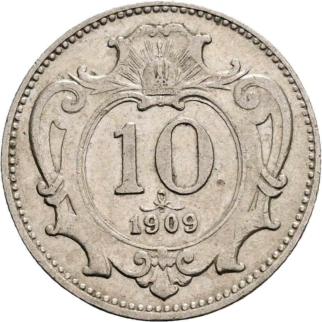 10 Heller Franz Joseph I. 1848-1916 1909 – Vorderseite