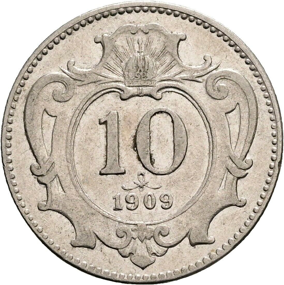 10 Heller Franz Joseph I. 1848-1916 1909 – Vorderseite