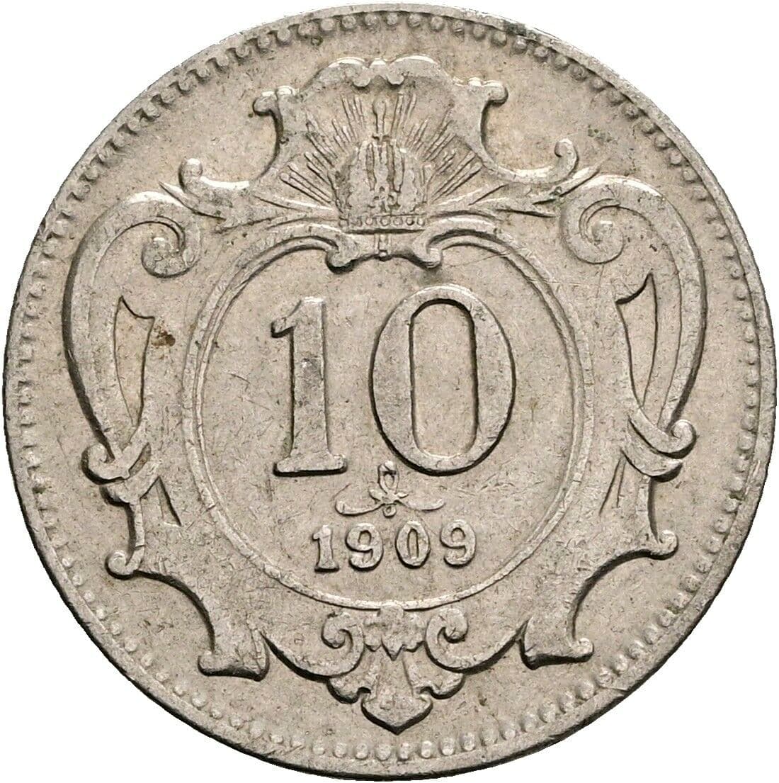 10 Heller Franz Joseph I. 1848-1916 1909 – Vorderseite