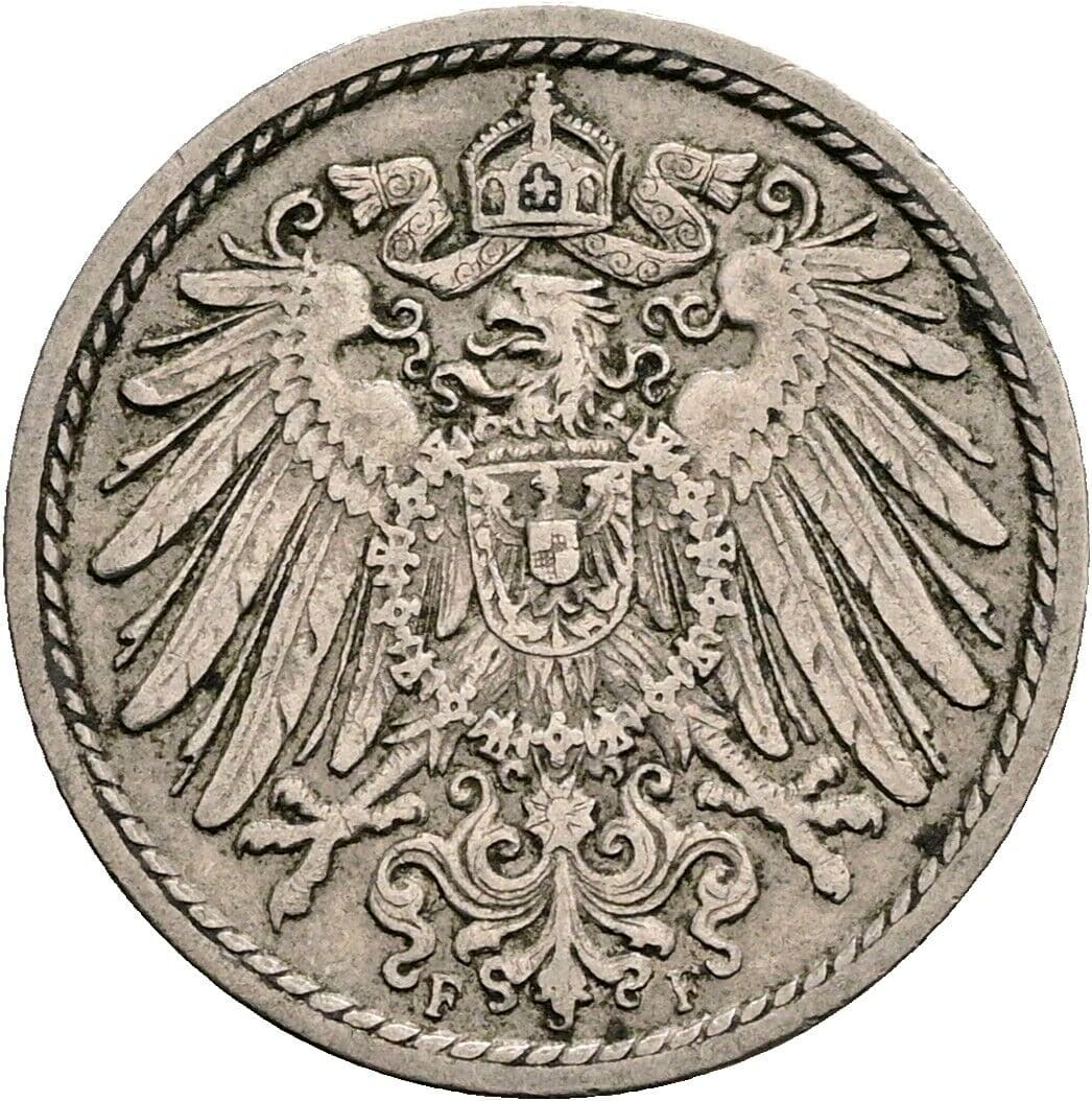 5 Pfennig 1908 F – Rückseite