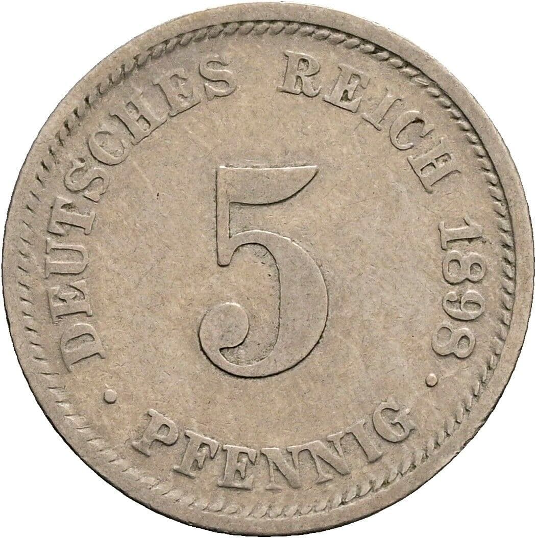 5 Pfennig 1898 D – Vorderseite