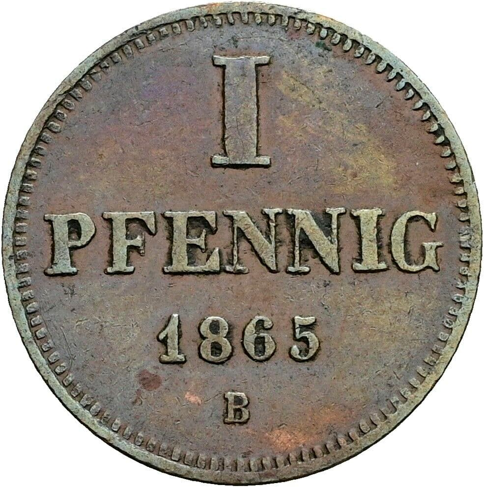 1 Pfennig Ernst I. 1853-1908 1865 B – Vorderseite
