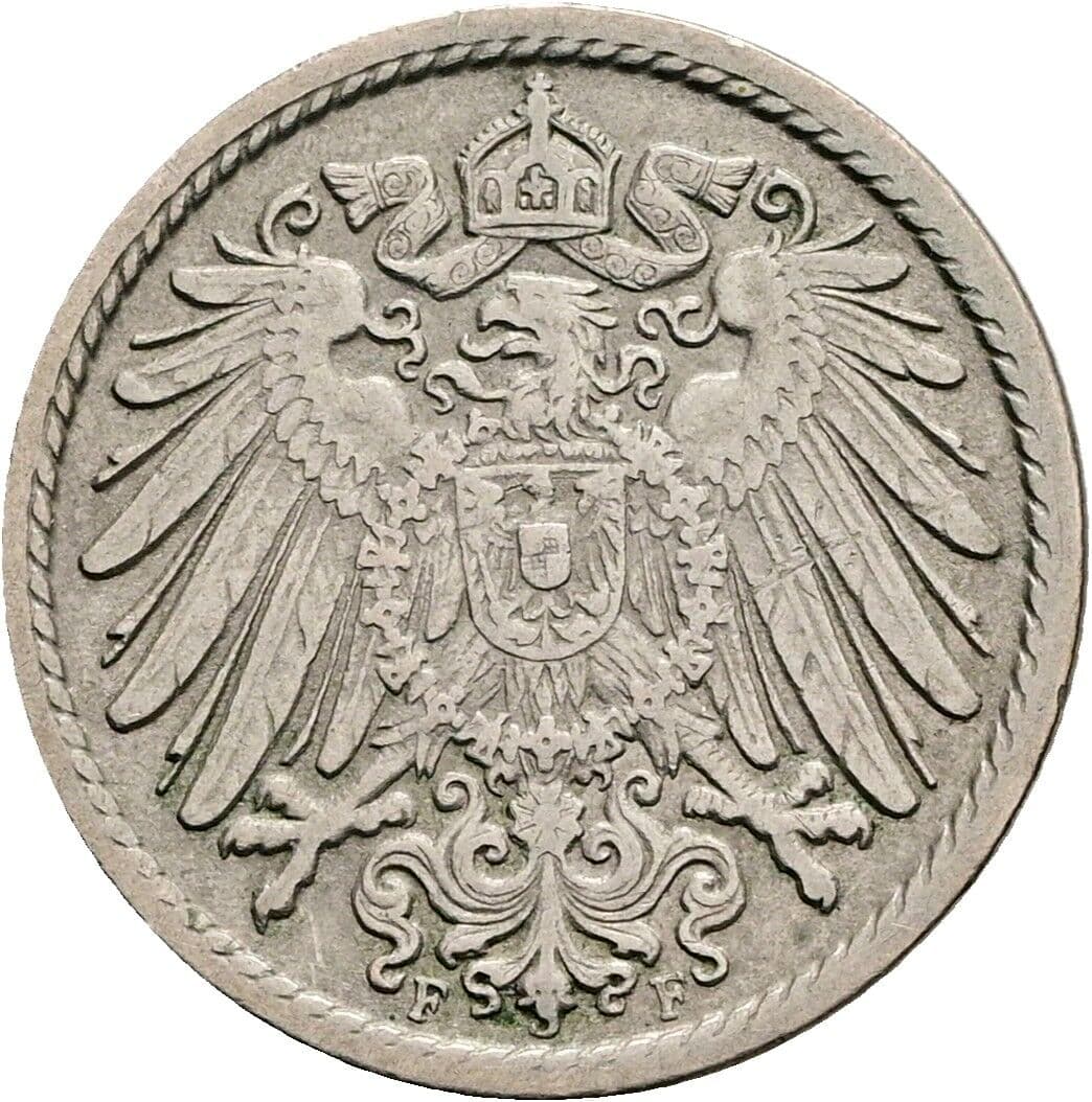 5 Pfennig 1908 F – Rückseite