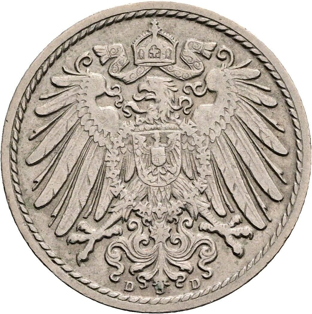 5 Pfennig 1910 D – Rückseite