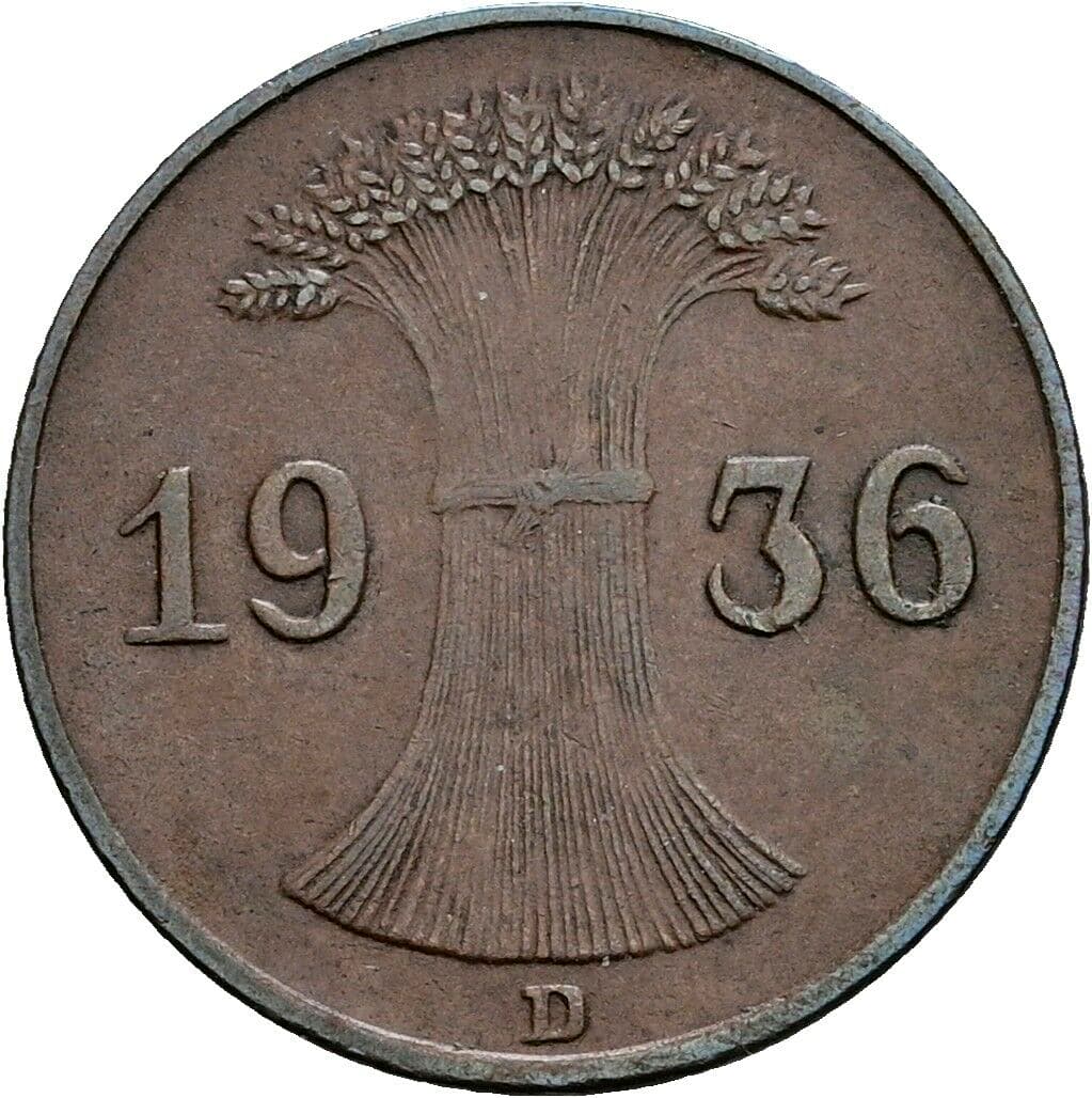 1 Reichspfennig 1936 D – Rückseite