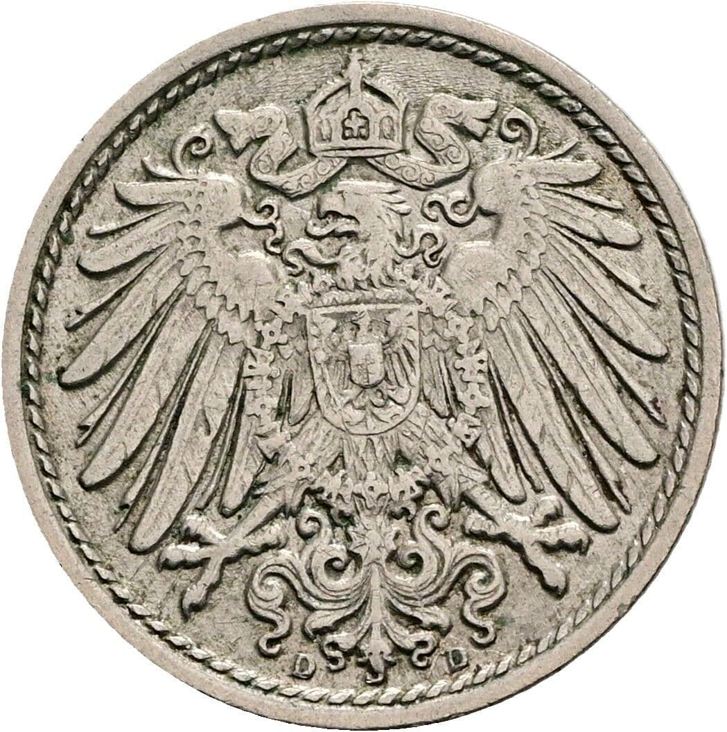 5 Pfennig 1913 D – Rückseite