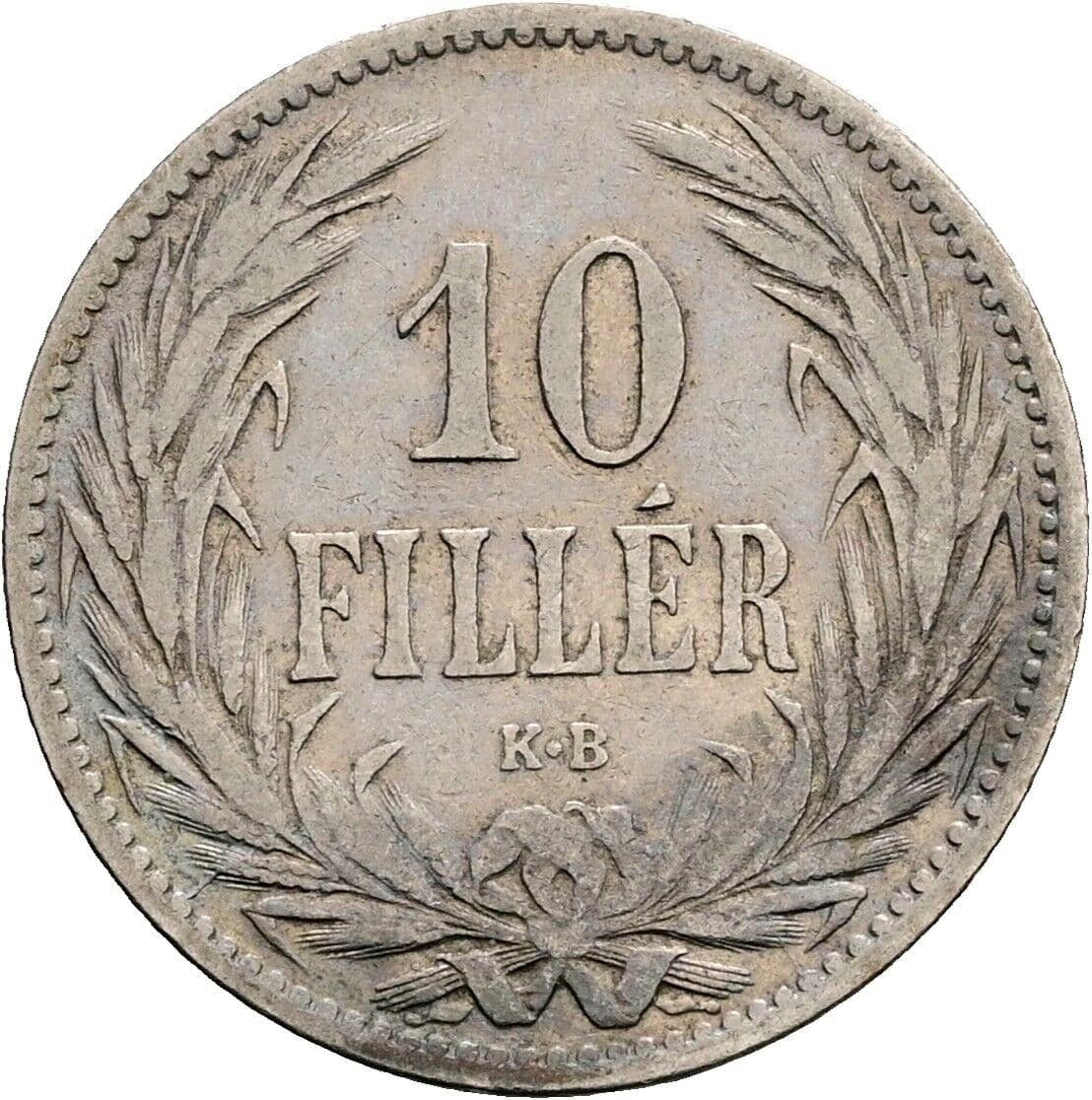 10 Filler Franz Joseph I. 1848-1916 1895 KB, Kremnitz – Vorderseite