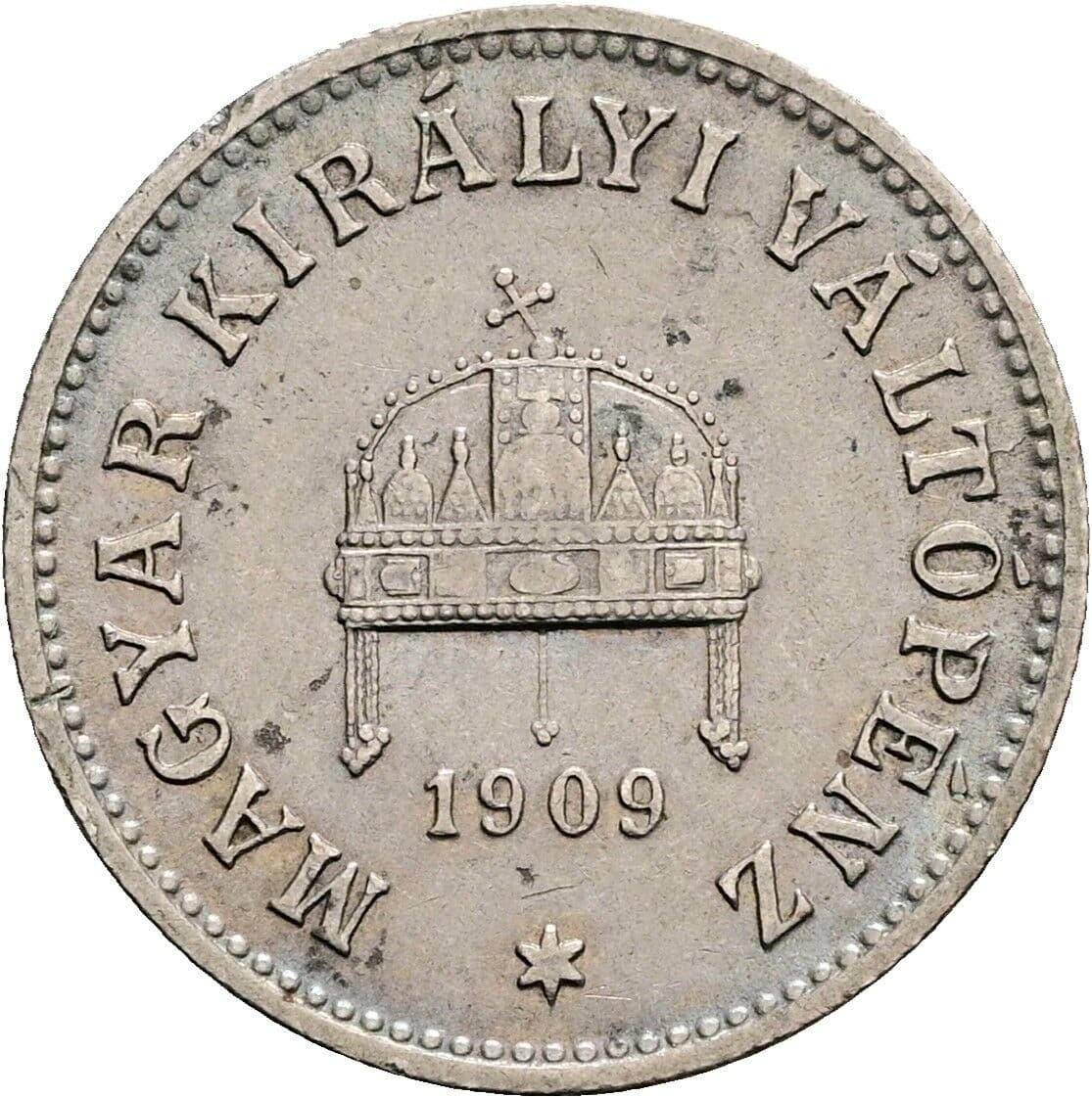 10 Filler Franz Joseph I. 1848-1916 1909 KB, Kremnitz – Rückseite