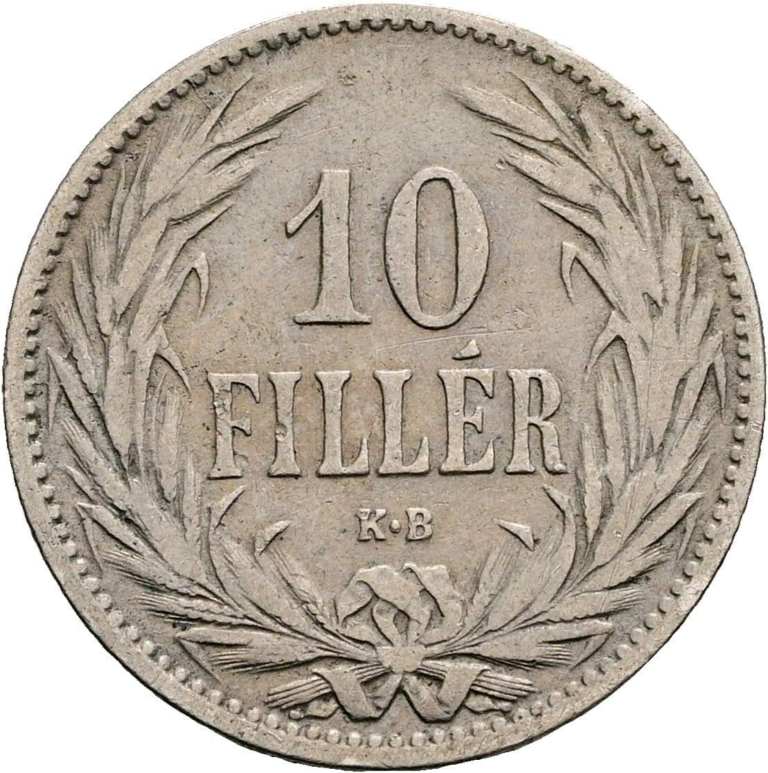 10 Filler Franz Joseph I. 1848-1916 1894 KB, Kremnitz – Vorderseite