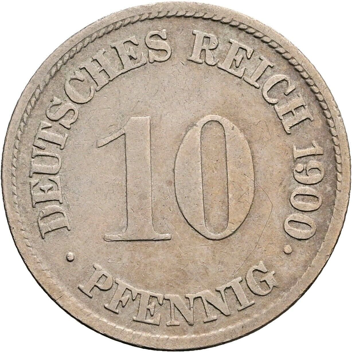 10 Pfennig 1900 G – Vorderseite