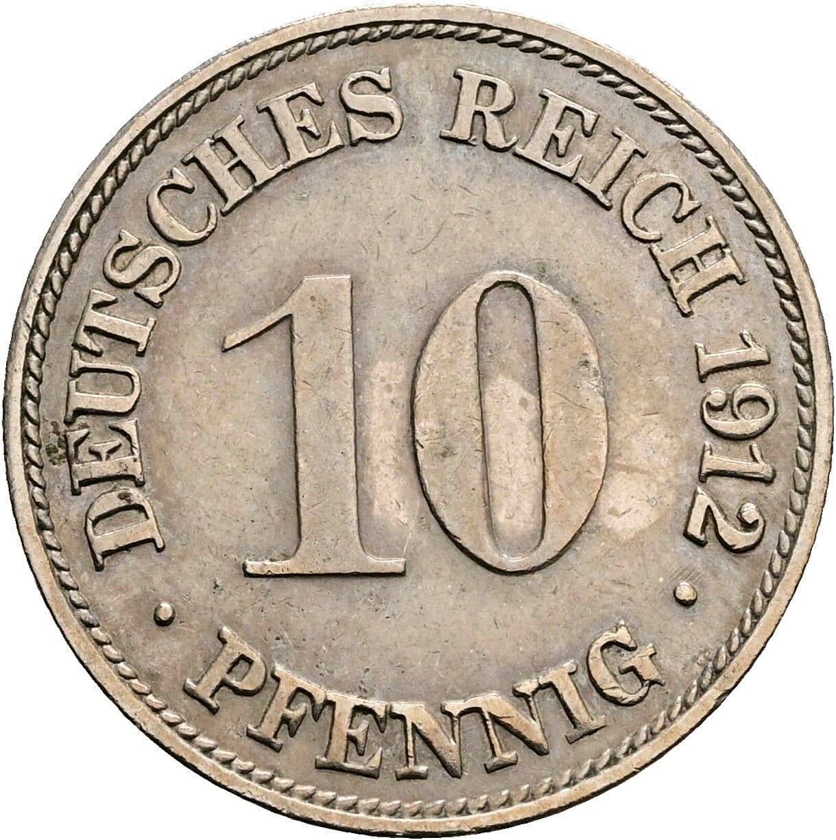 10 Pfennig 1912 G – Vorderseite