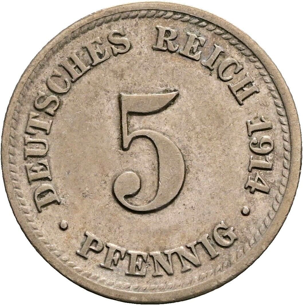 5 Pfennig 1914 D – Vorderseite