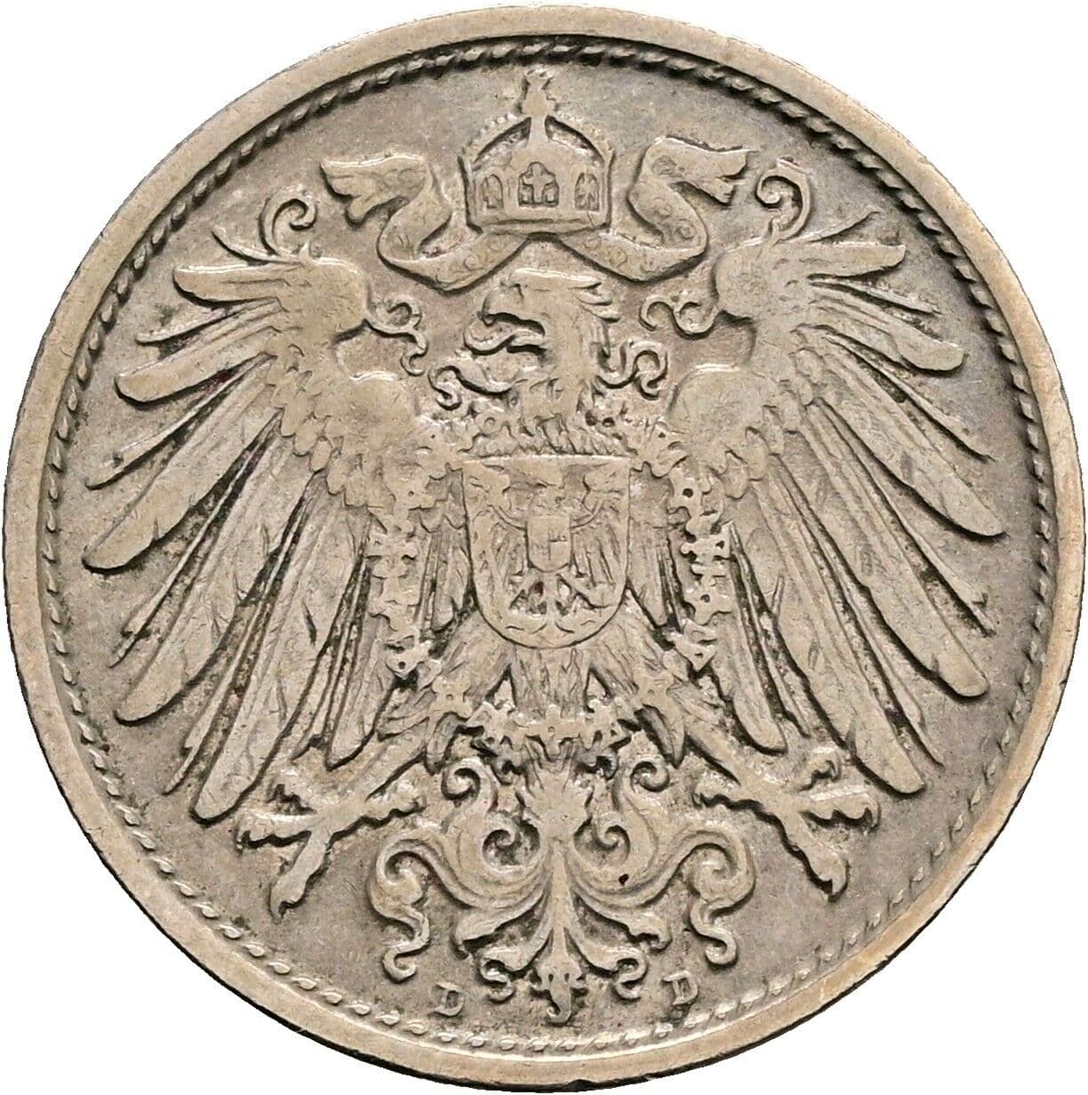 10 Pfennig 1908 D – Rückseite