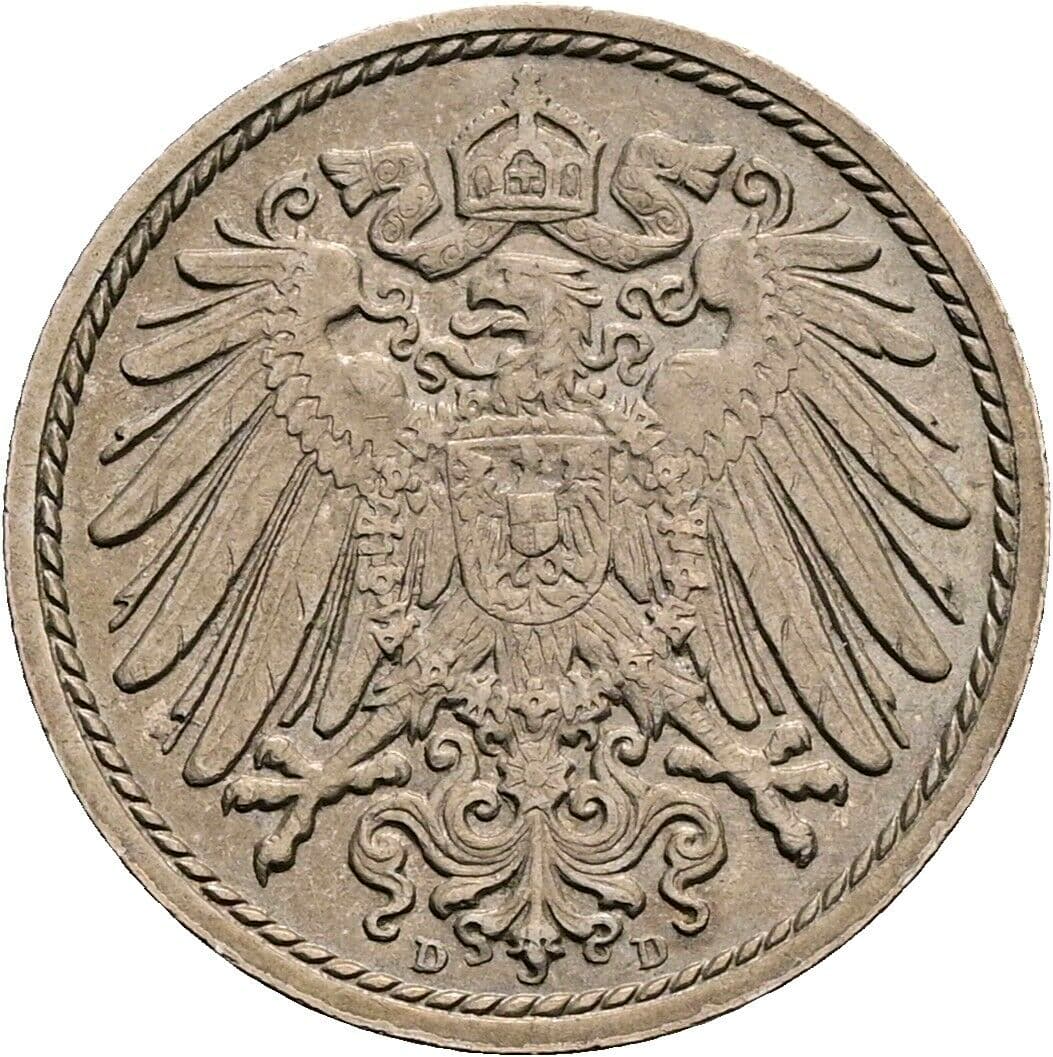 5 Pfennig 1905 D – Rückseite