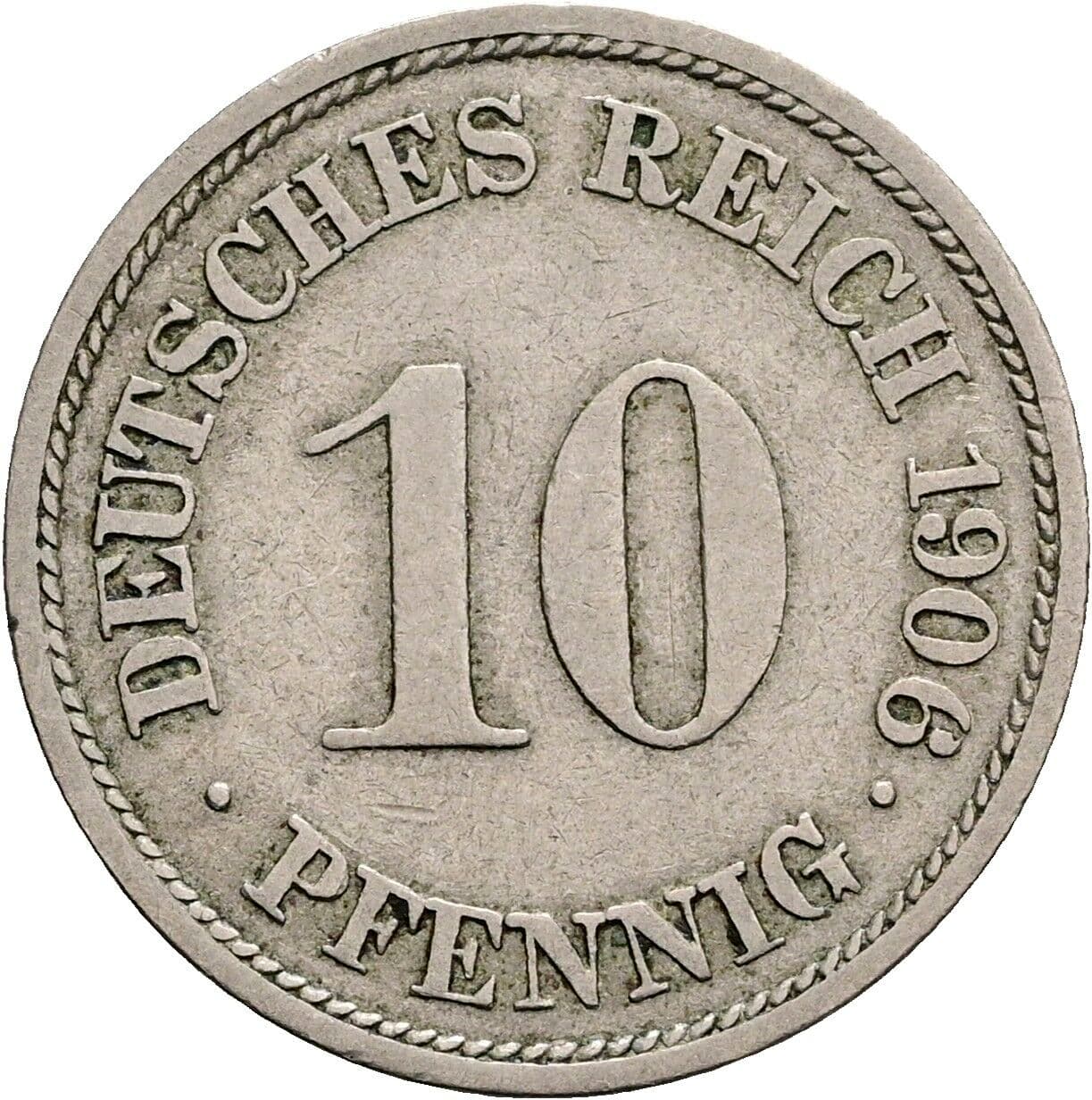 10 Pfennig 1906 F – Vorderseite