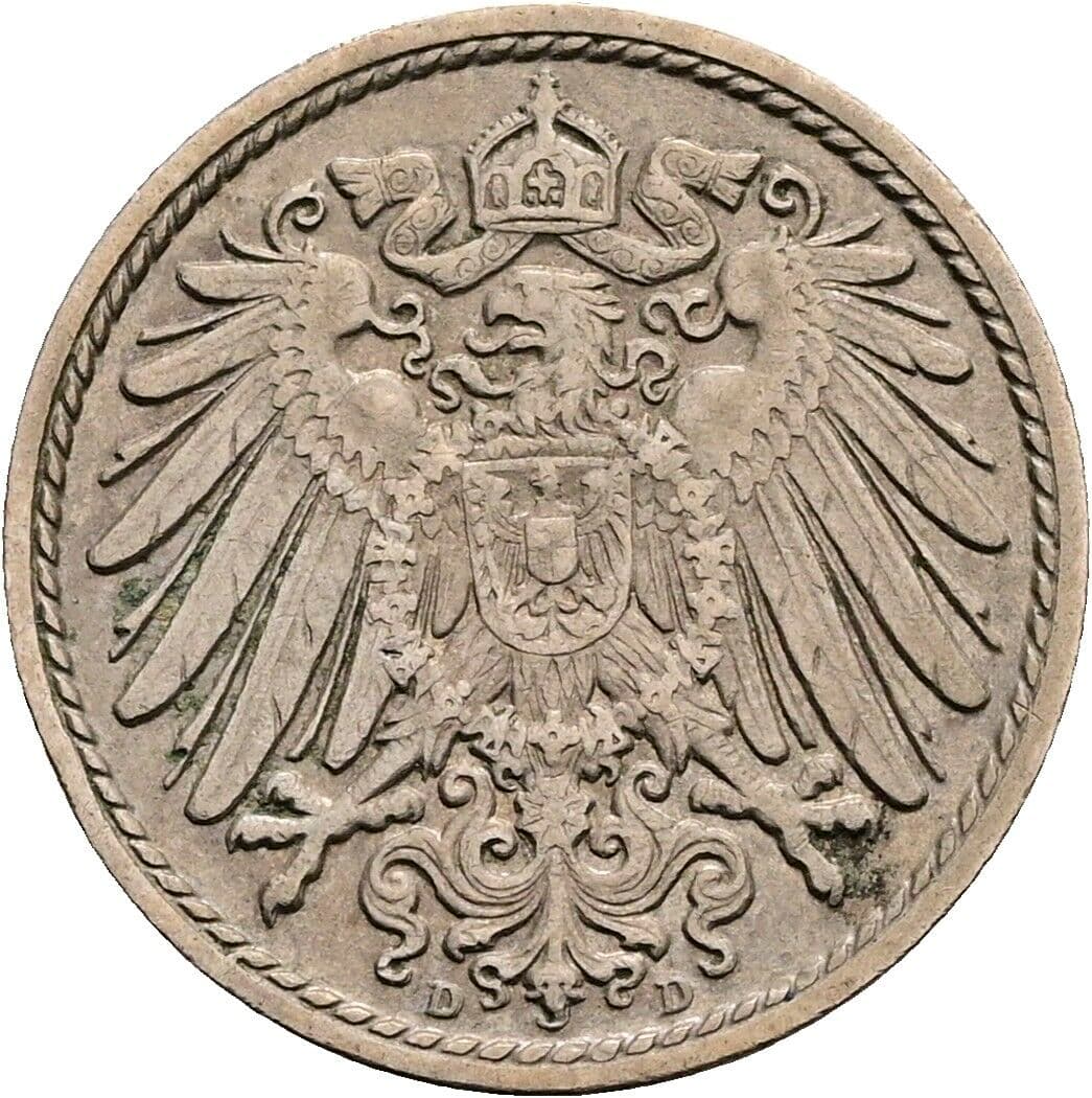 5 Pfennig 1910 D – Rückseite