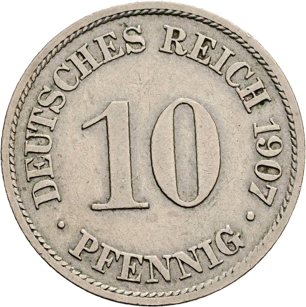 10 Pfennig 1907 A – Vorderseite