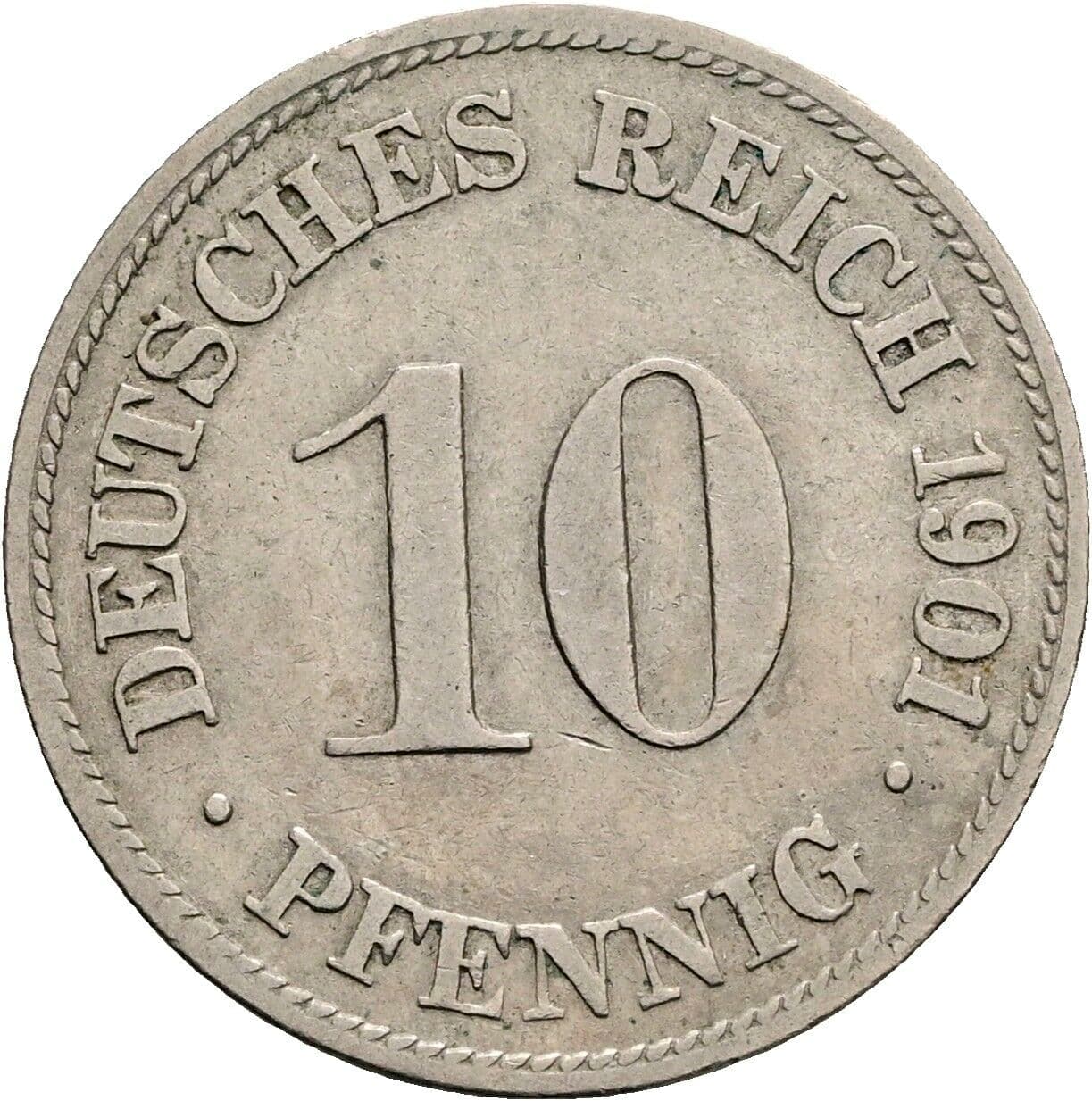 10 Pfennig 1901 D – Vorderseite