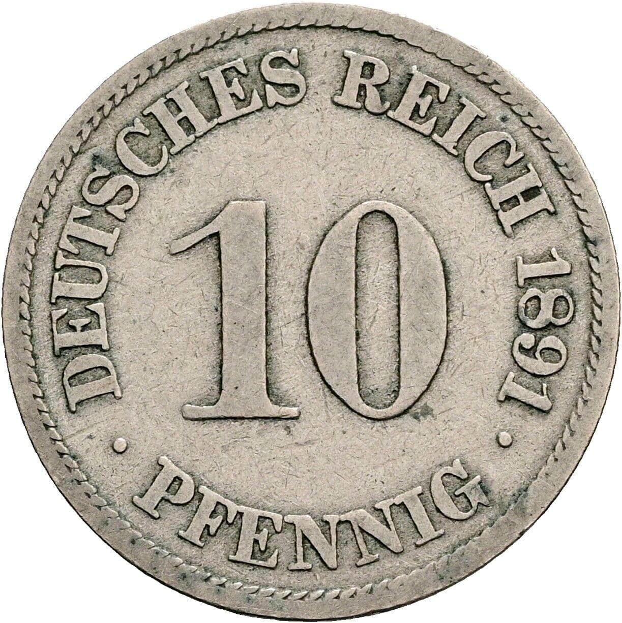 10 Pfennig 1891 A – Vorderseite