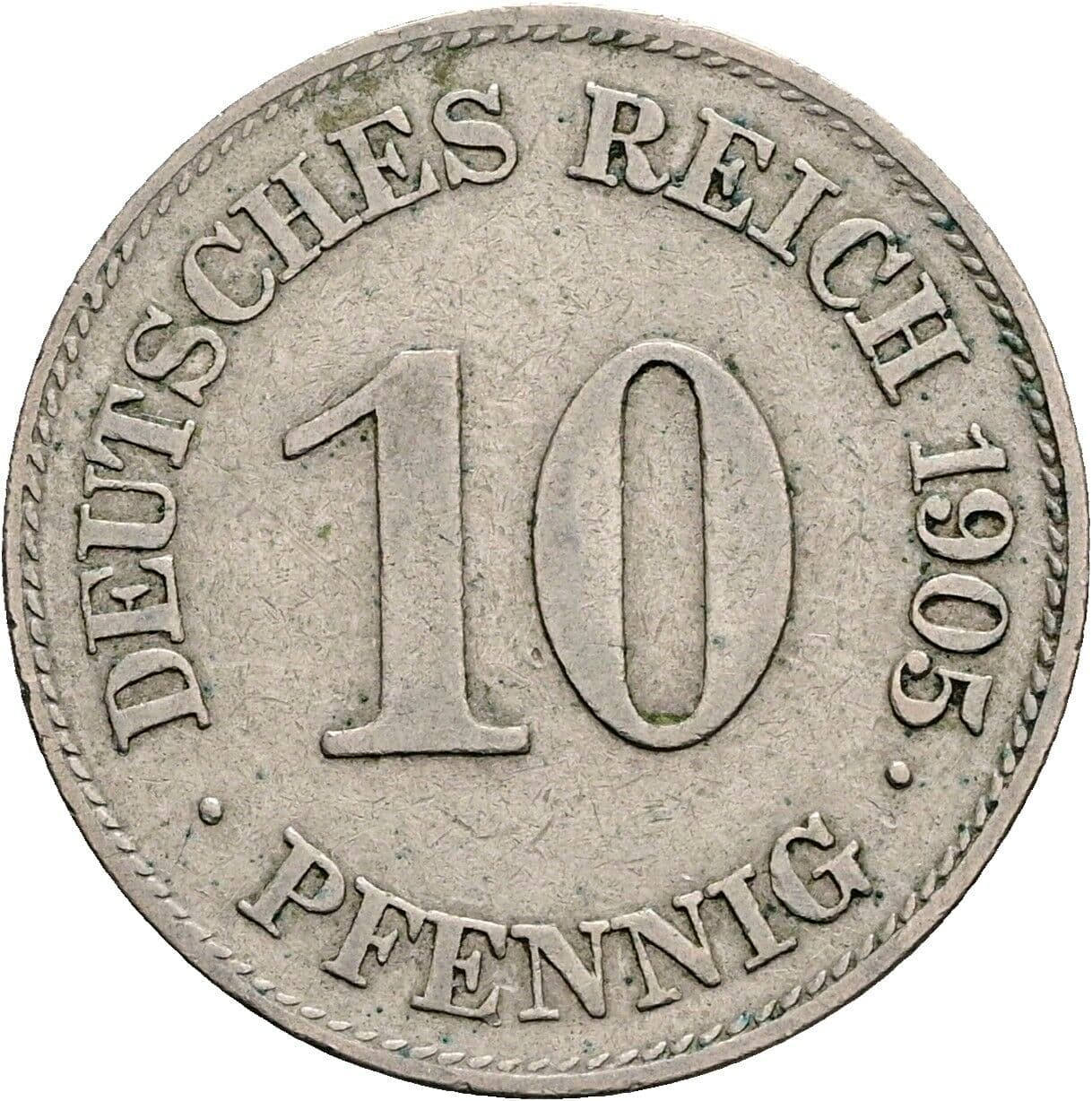 10 Pfennig 1905 E – Vorderseite