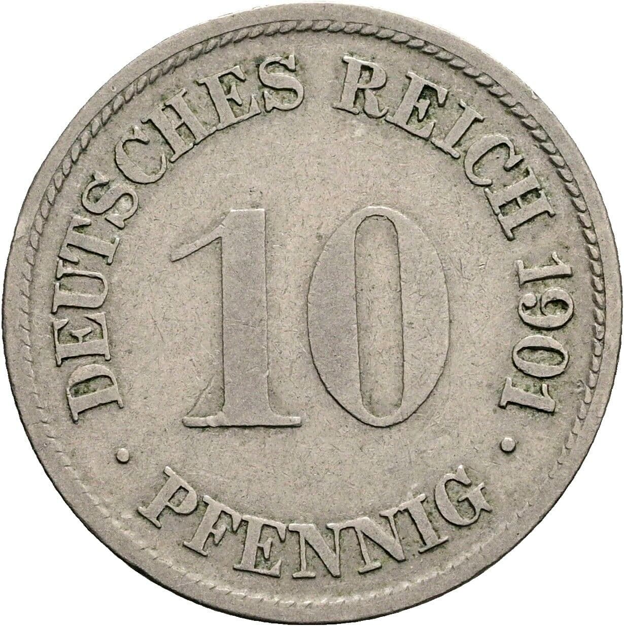 10 Pfennig 1901 G – Vorderseite