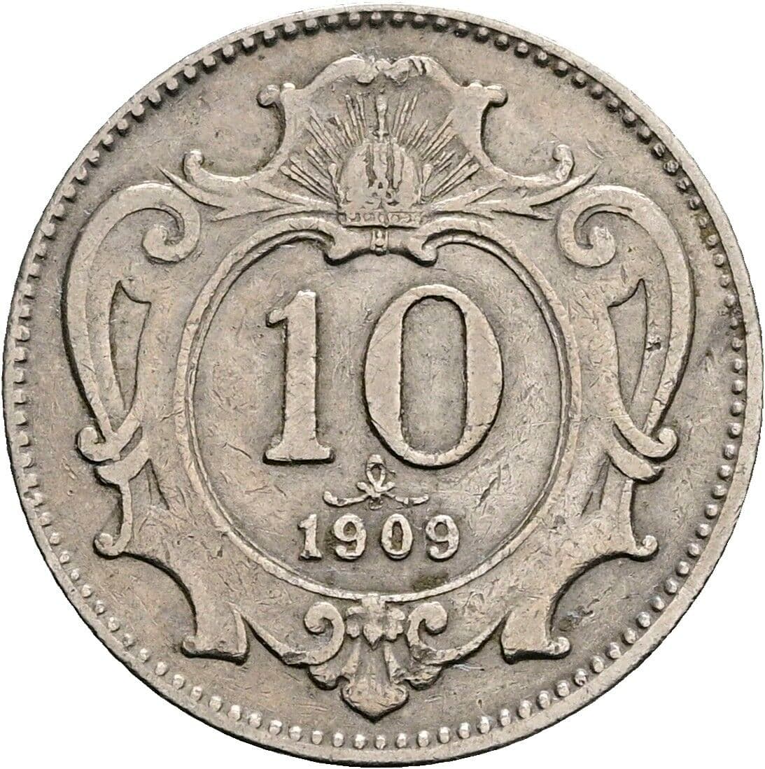 10 Heller Franz Joseph I. 1848-1916 1909 – Vorderseite